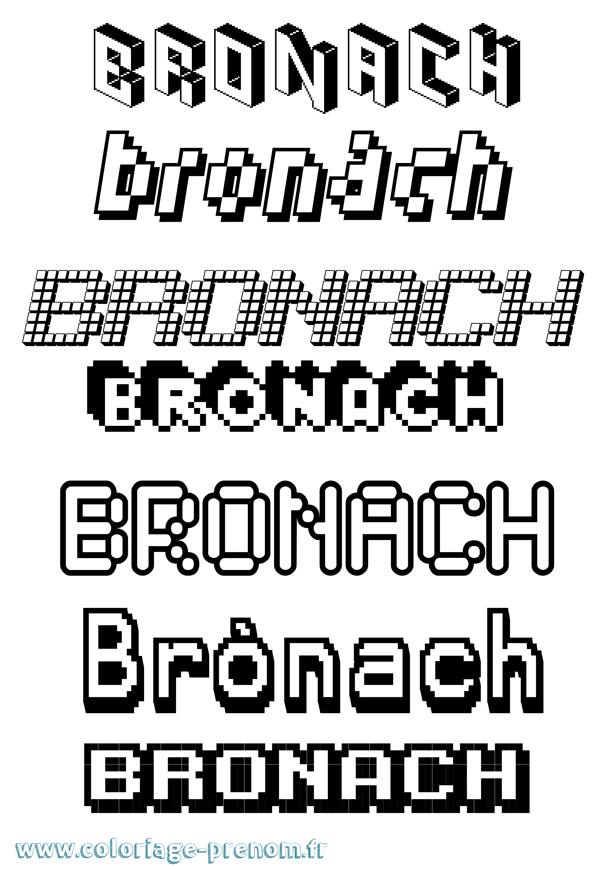 Coloriage Brónach Pixel Coloriage prénom Brónach Pixel