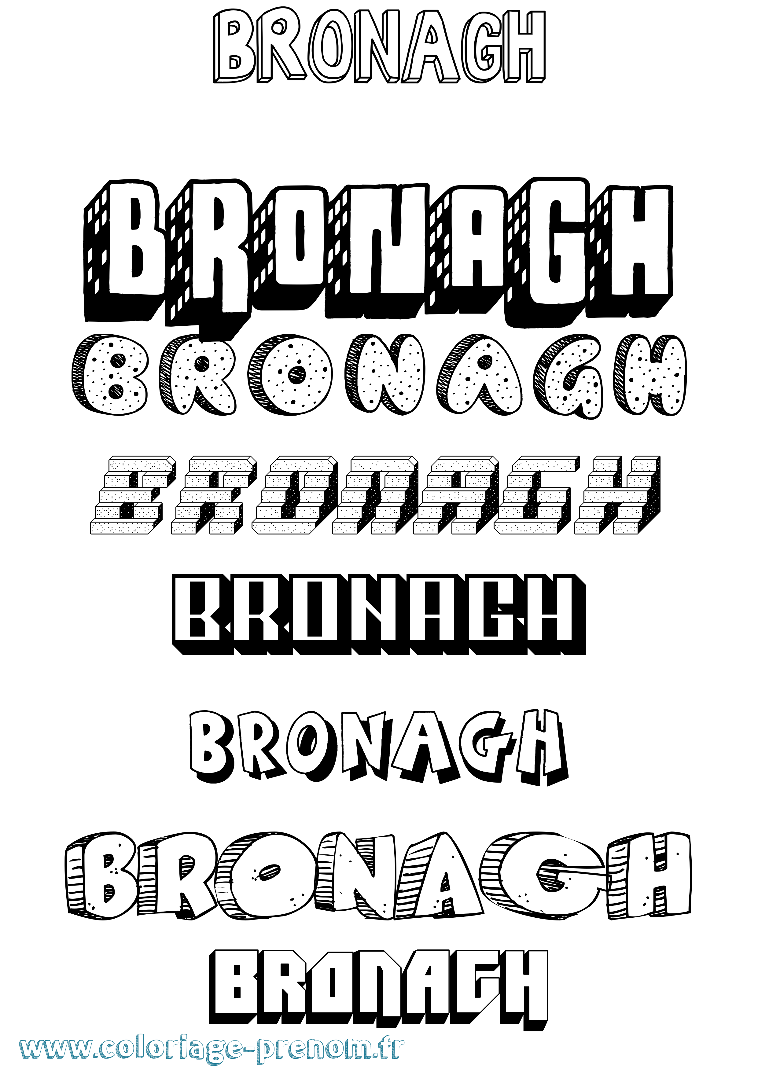 Coloriage Bronagh Effet 3D Coloriage prénom Bronagh Effet 3D