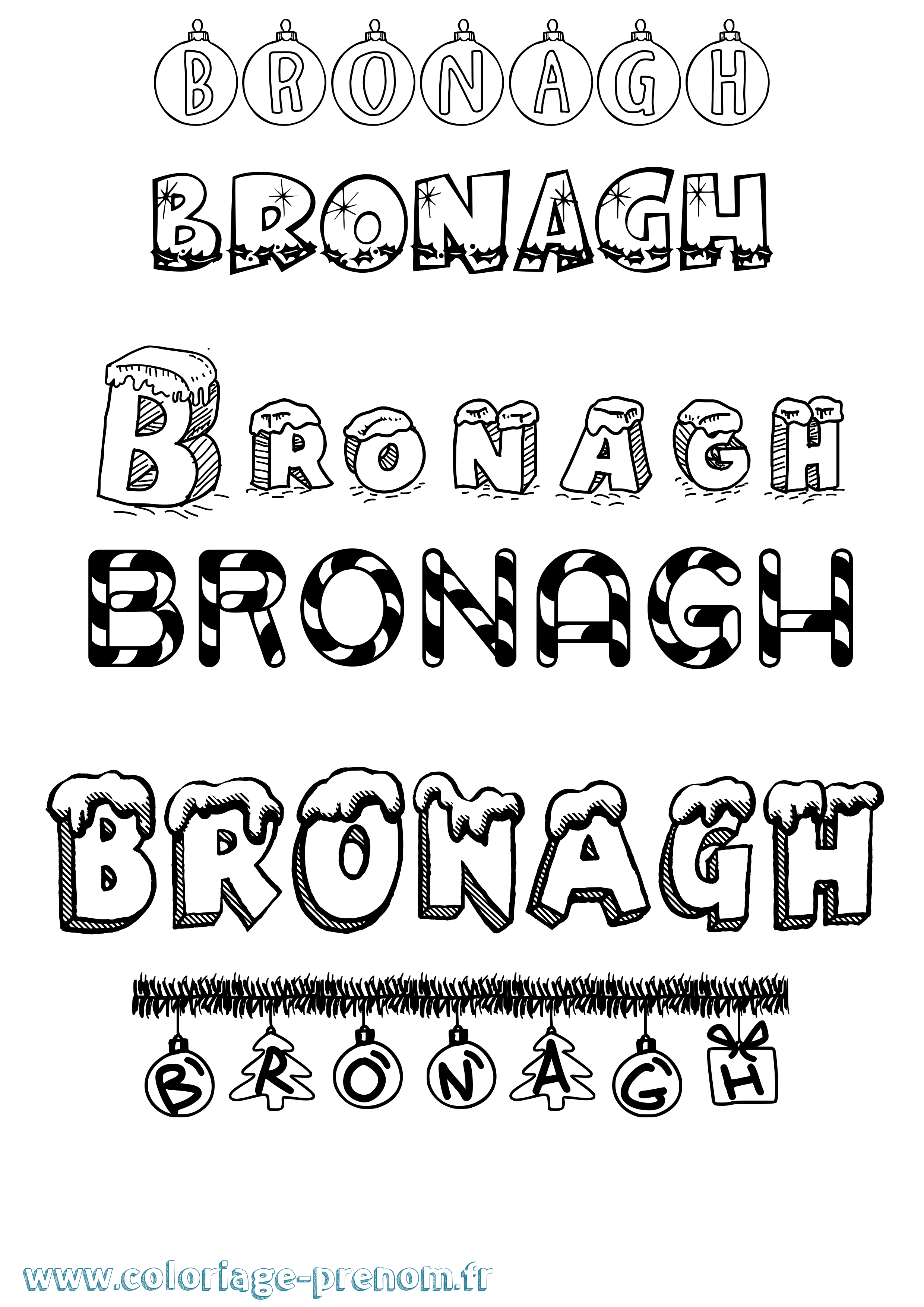 Coloriage Bronagh Noël Coloriage prénom Bronagh Noël