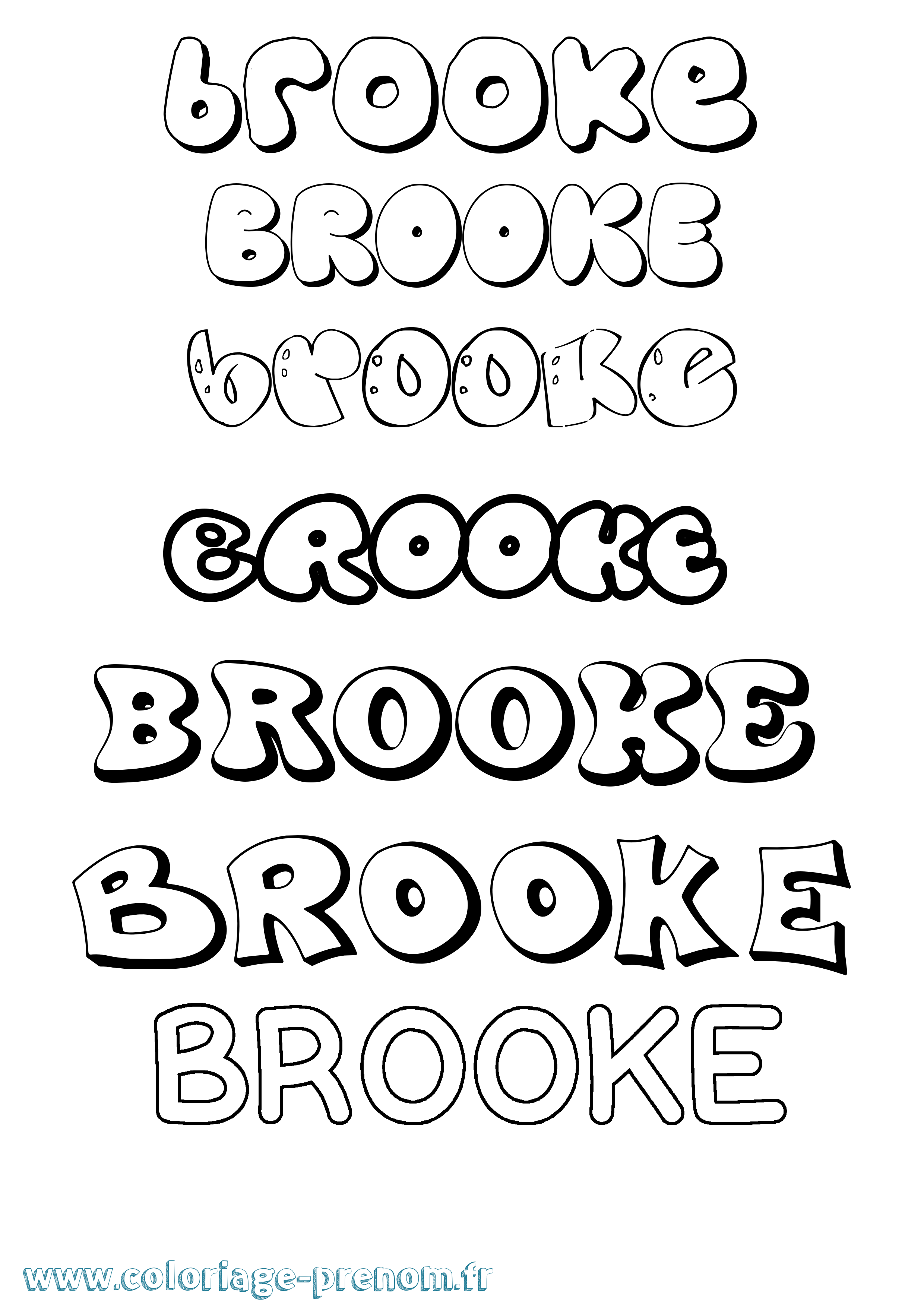 Coloriage Brooke Bubble Coloriage prénom Brooke Bubble