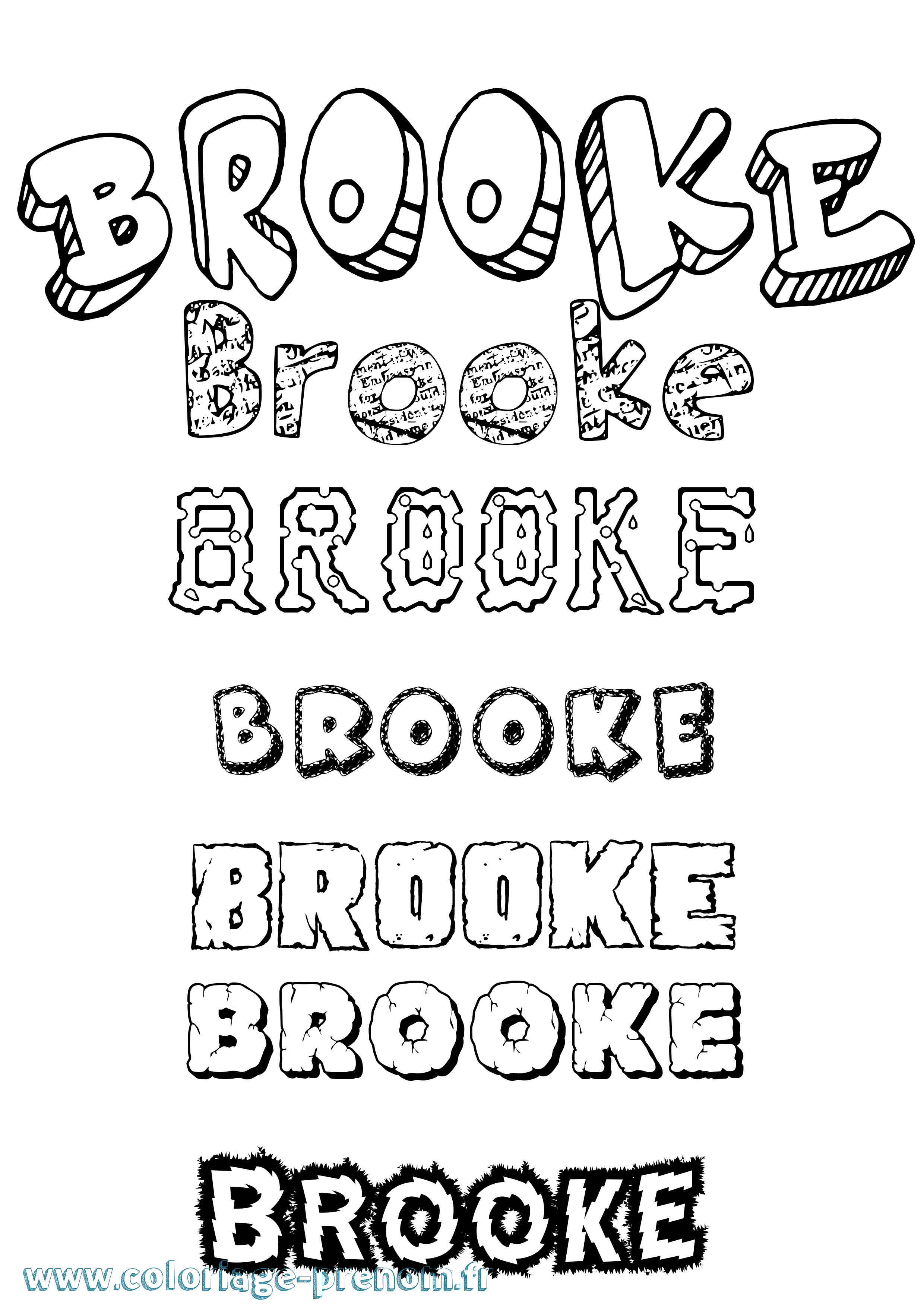 Coloriage Brooke Destructuré Coloriage prénom Brooke Destructuré