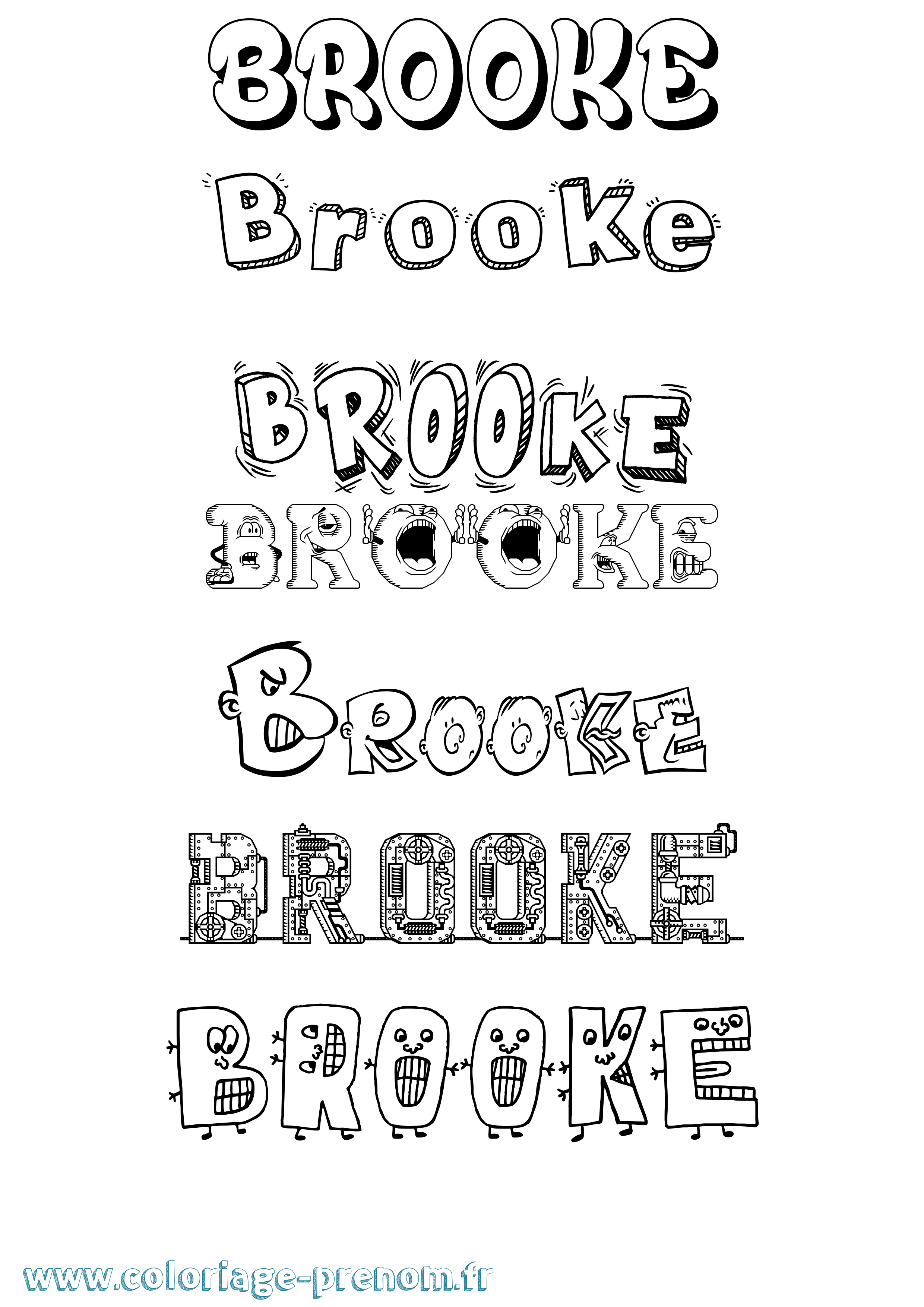 Coloriage Brooke Fun Coloriage prénom Brooke Fun