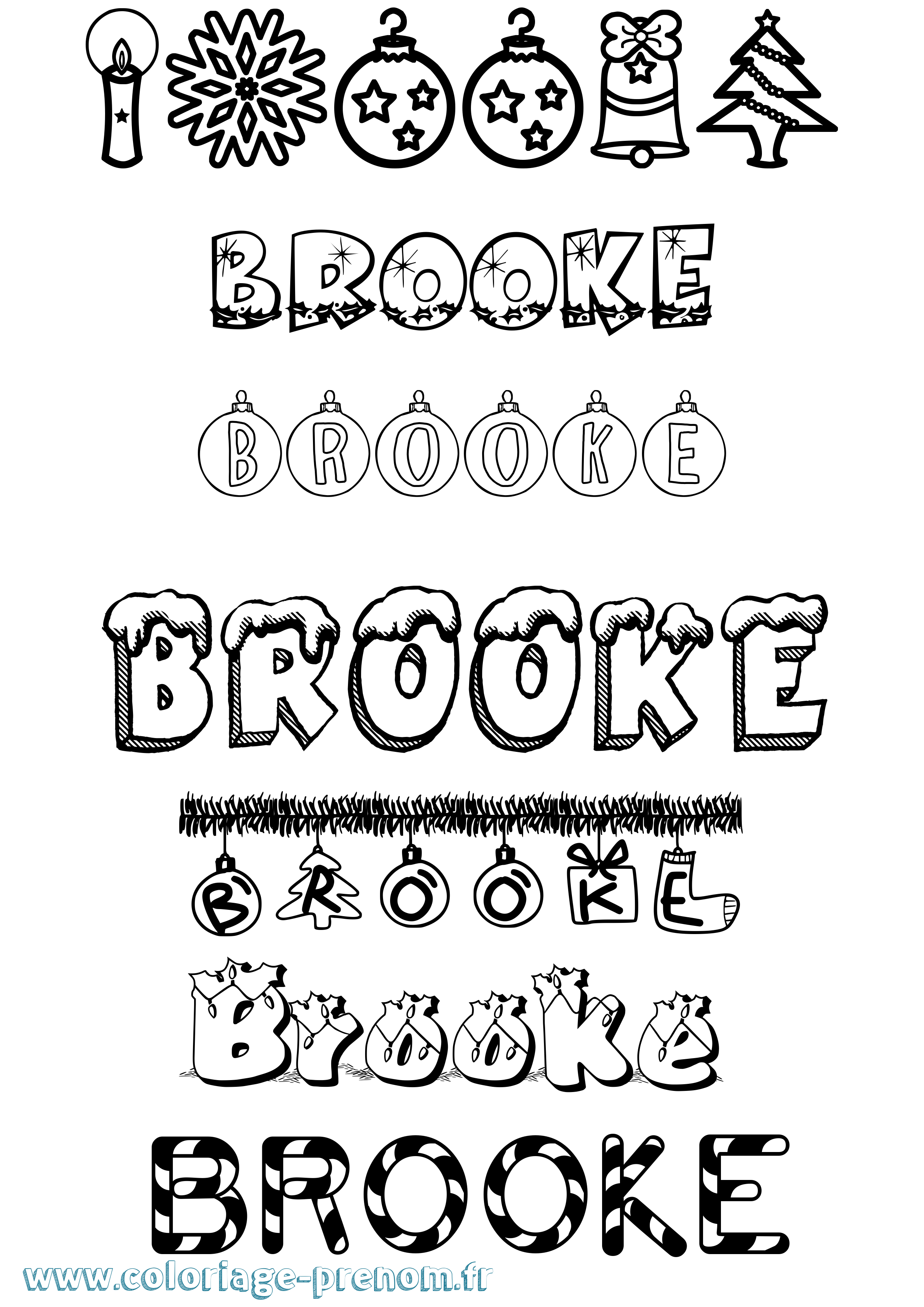 Coloriage Brooke Noël Coloriage prénom Brooke Noël