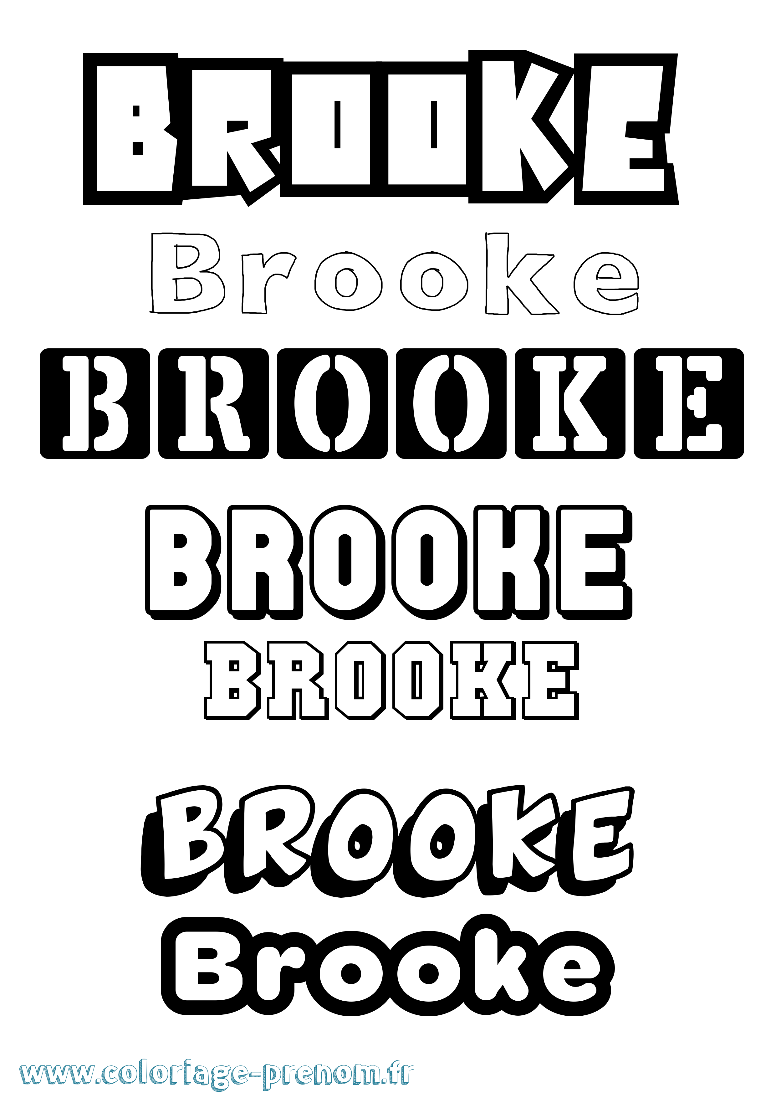 Coloriage Brooke Simple Coloriage prénom Brooke Simple