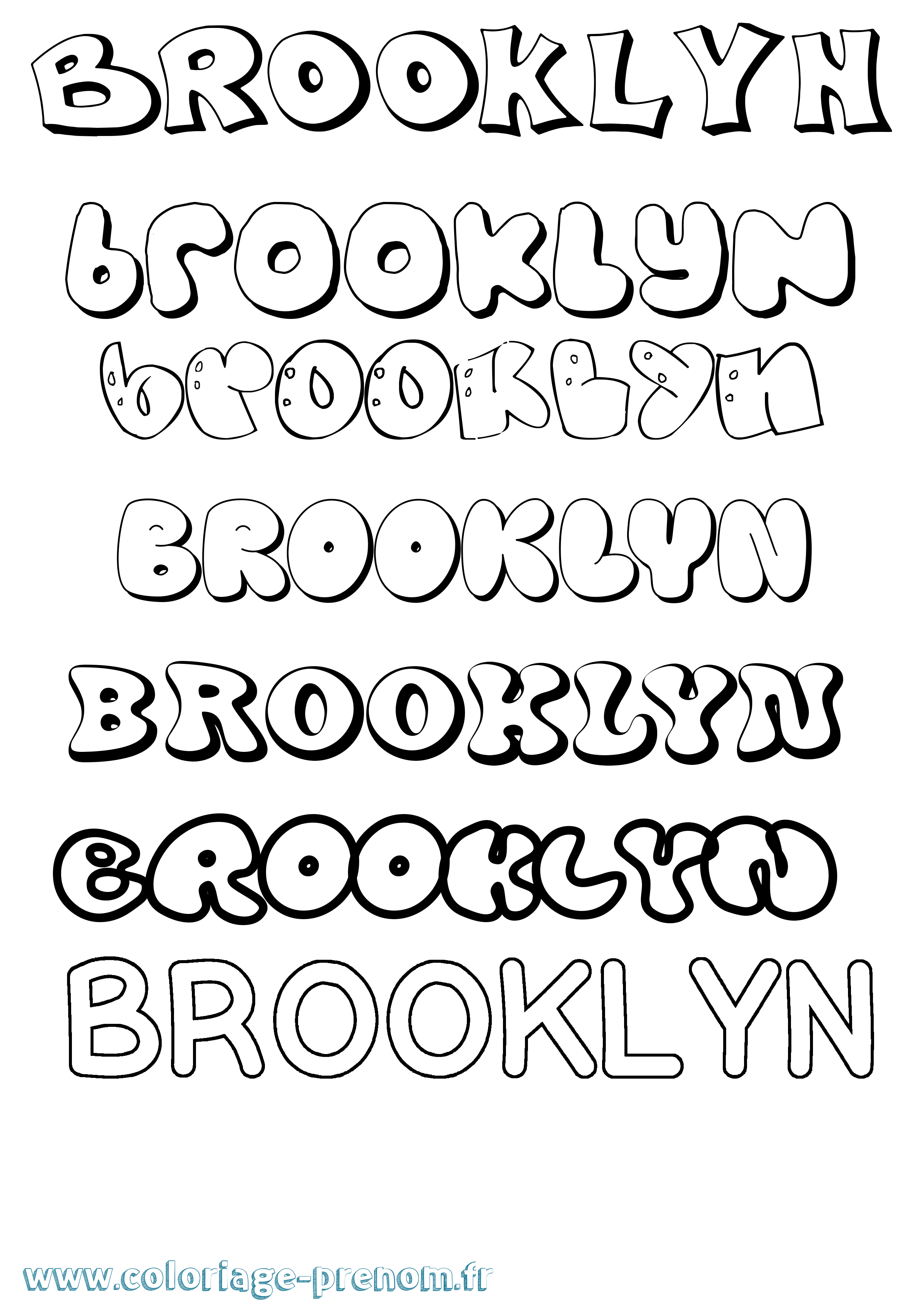 Coloriage Brooklyn Bubble Coloriage prénom Brooklyn Bubble