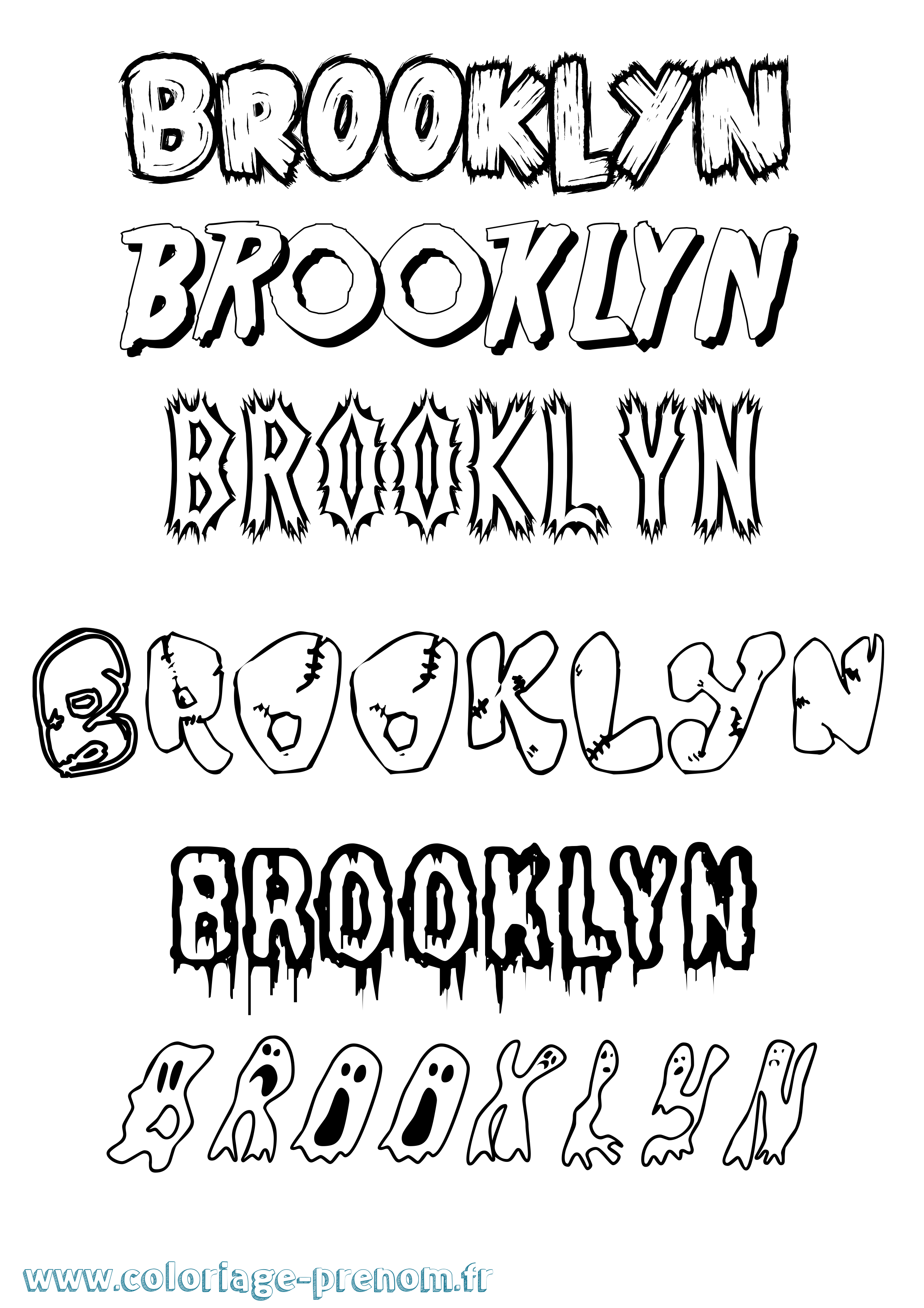 Coloriage Brooklyn Frisson Coloriage prénom Brooklyn Frisson