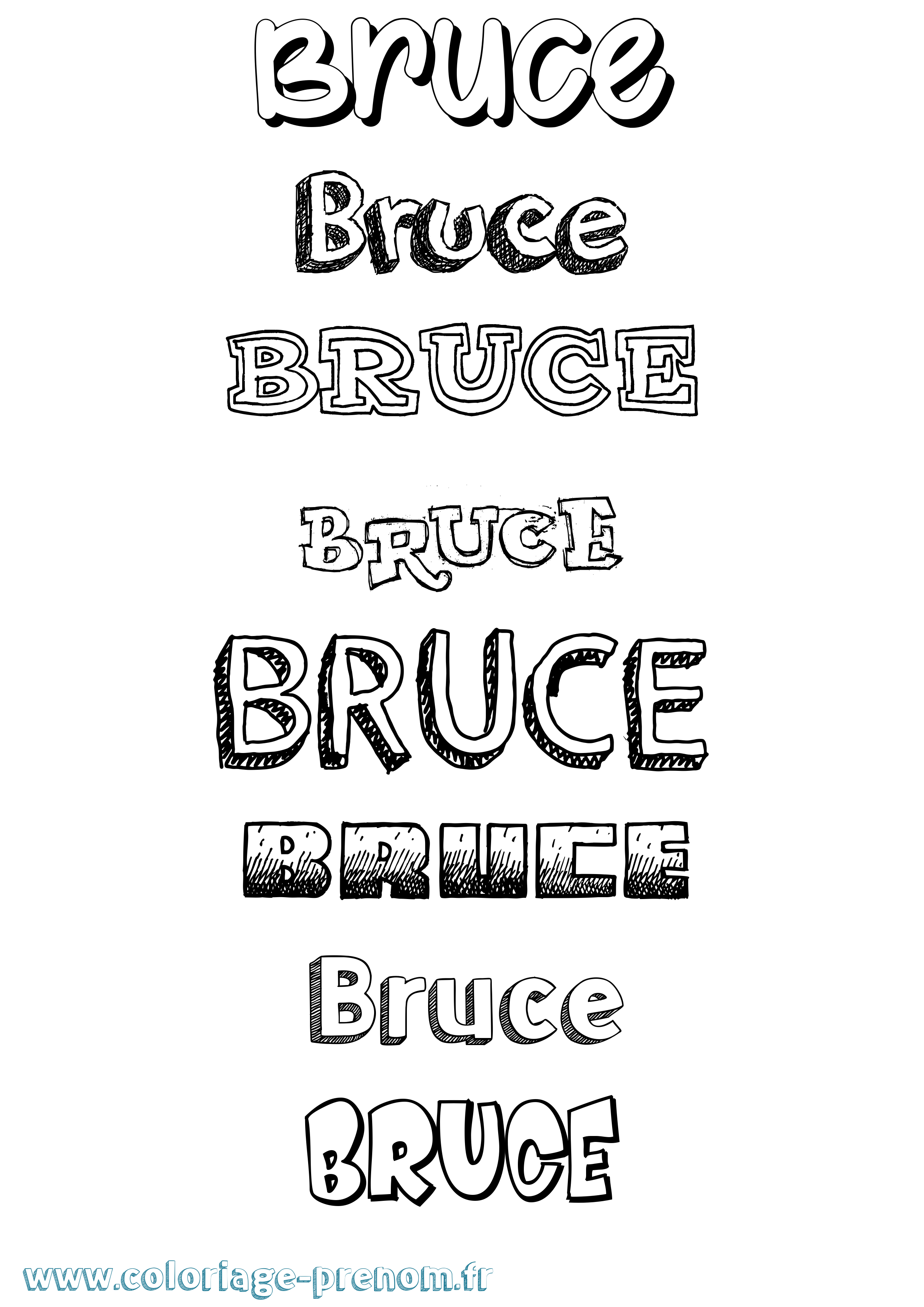 Coloriage Bruce Dessiné Coloriage prénom Bruce Dessiné