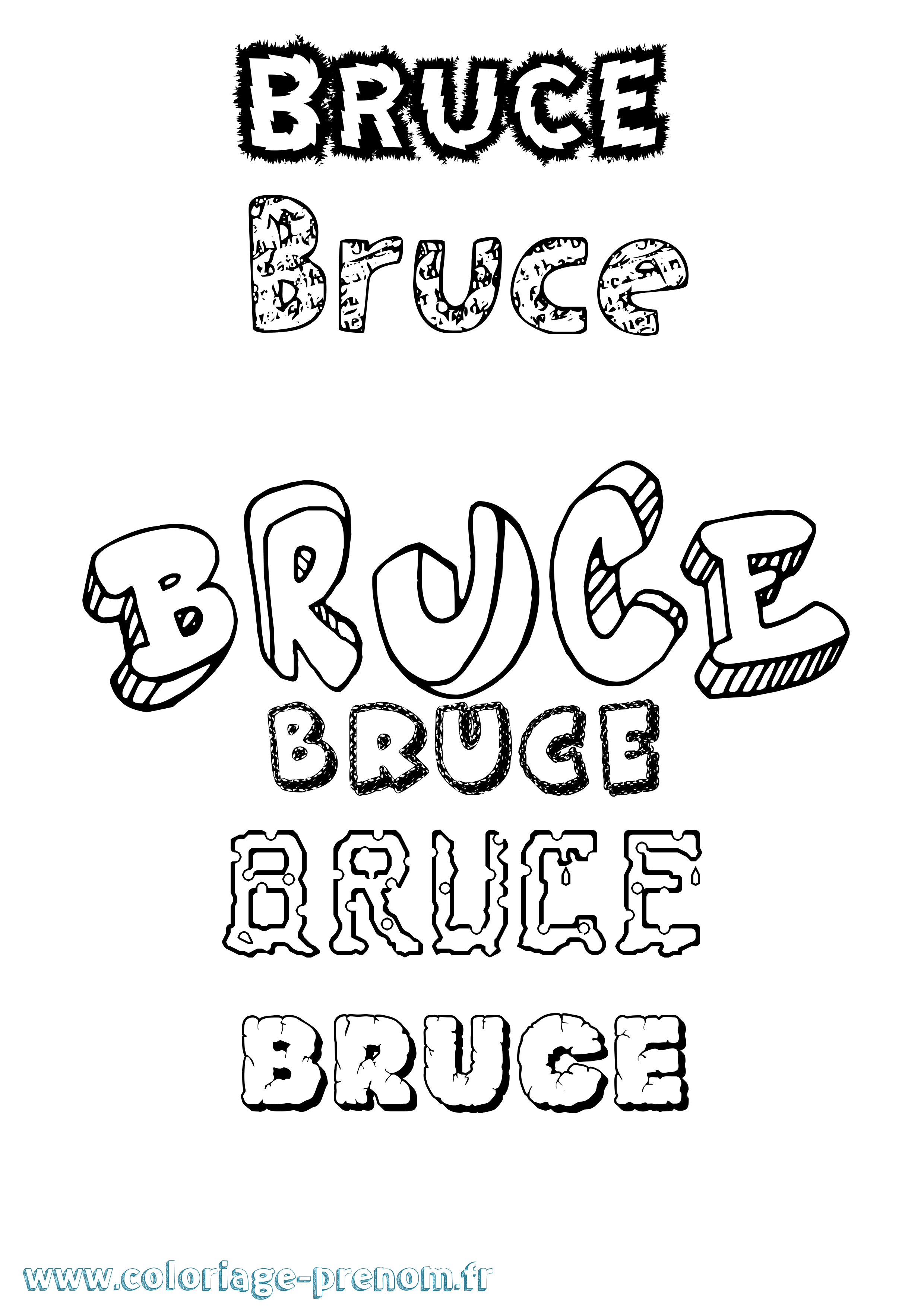 Coloriage Bruce Destructuré Coloriage prénom Bruce Destructuré