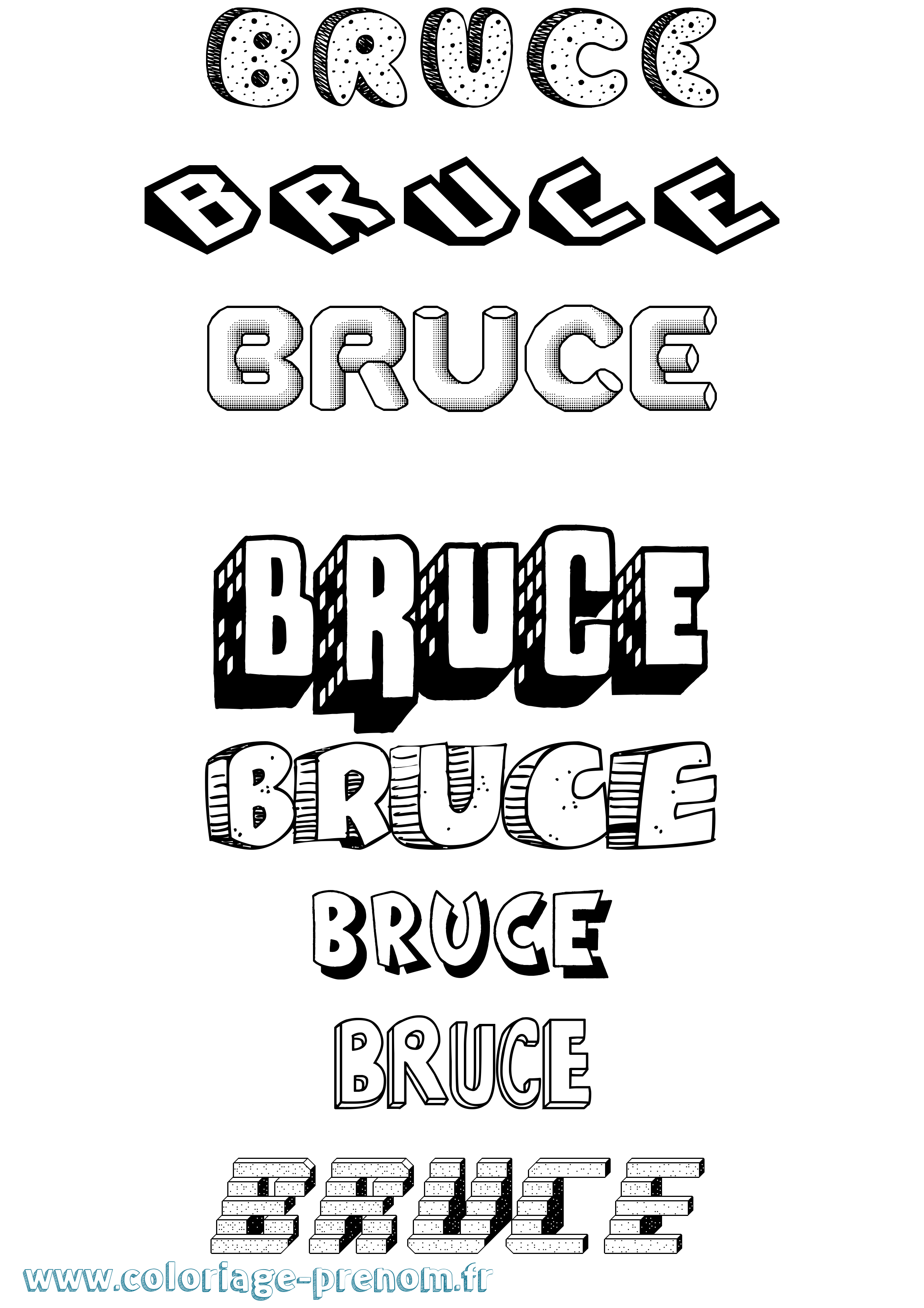 Coloriage Bruce Effet 3D Coloriage prénom Bruce Effet 3D