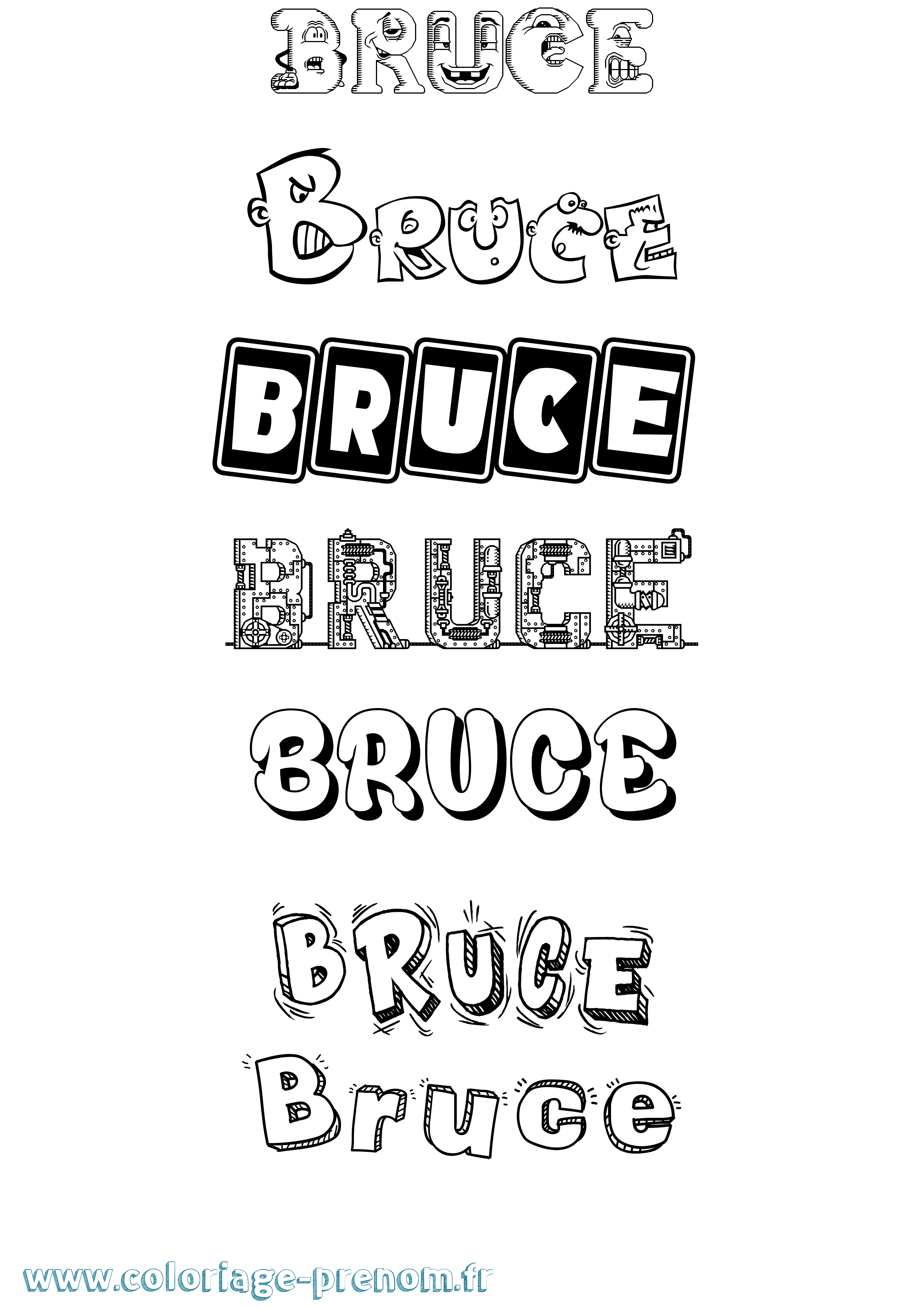 Coloriage Bruce Fun Coloriage prénom Bruce Fun