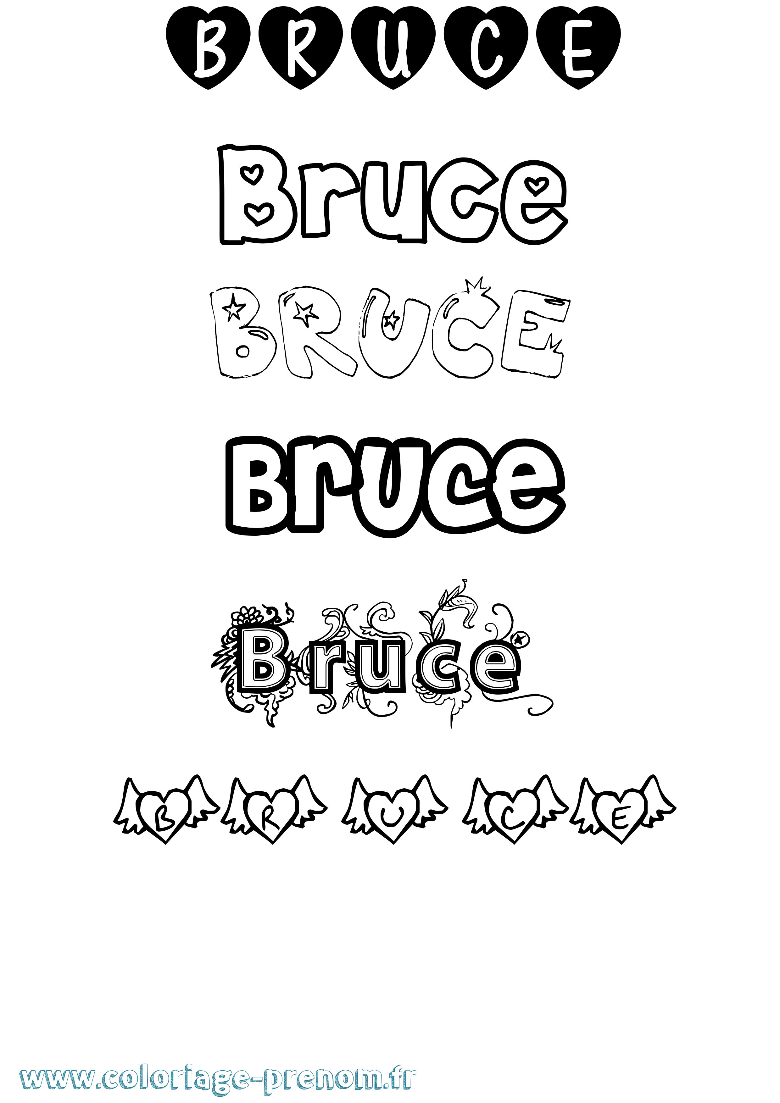 Coloriage Bruce Girly Coloriage prénom Bruce Girly