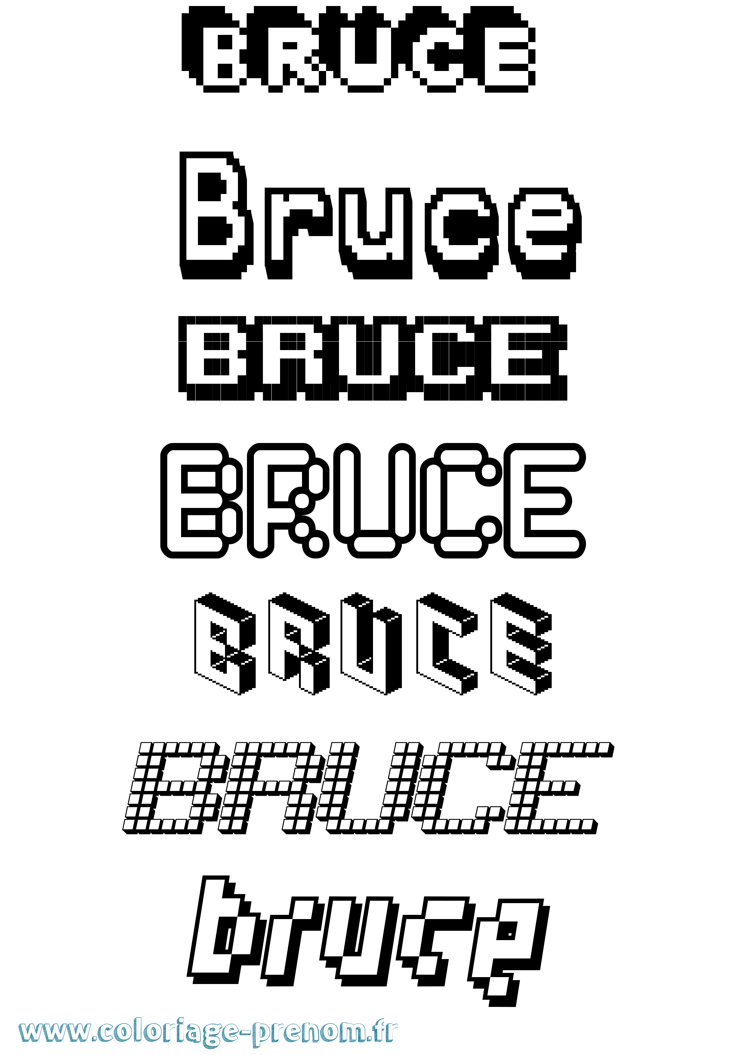 Coloriage Bruce Pixel Coloriage prénom Bruce Pixel
