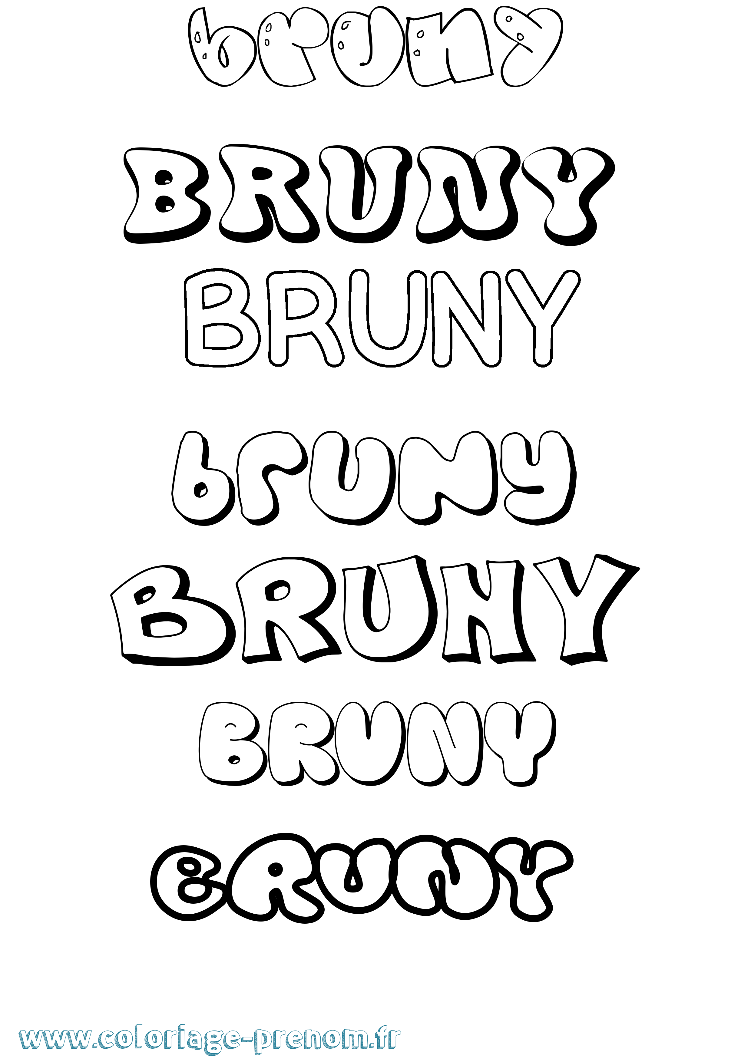 Coloriage Bruny Bubble Coloriage prénom Bruny Bubble
