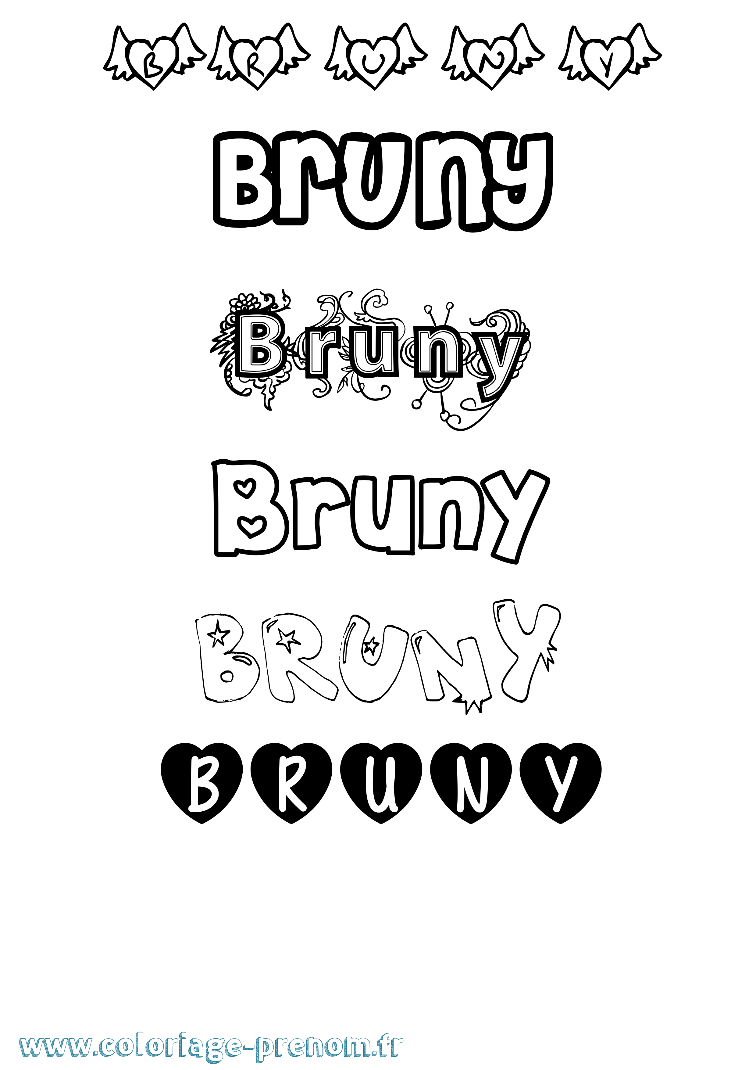 Coloriage Bruny Girly Coloriage prénom Bruny Girly