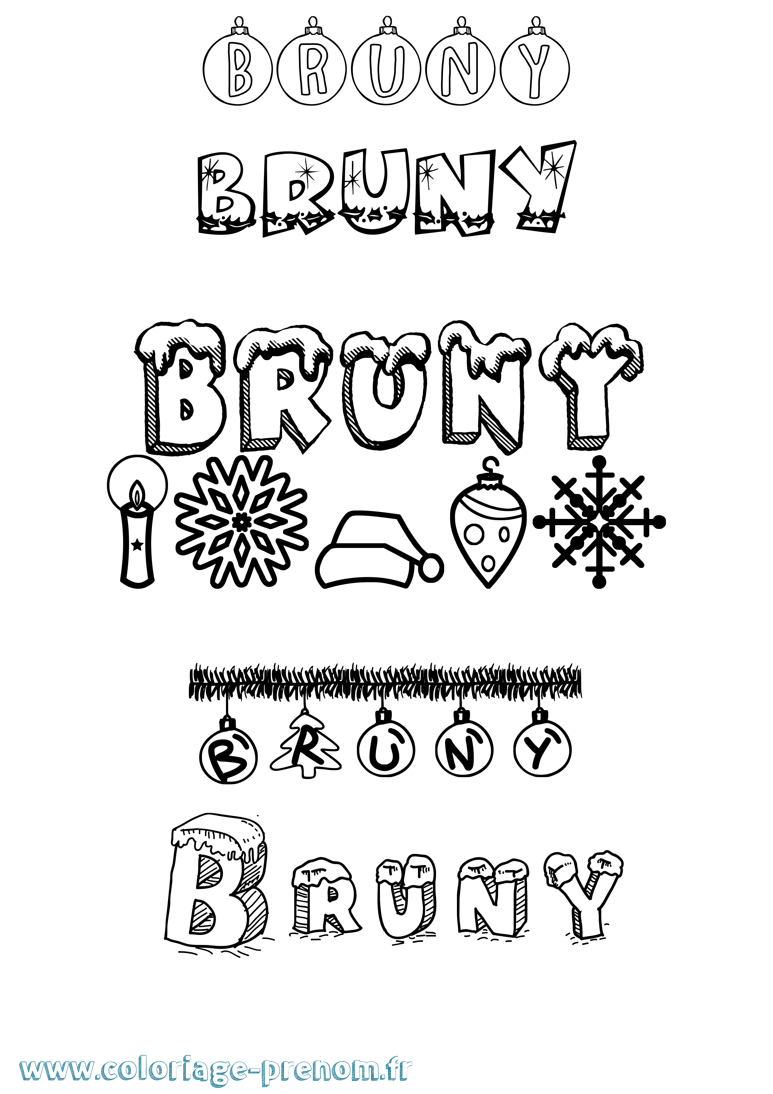 Coloriage Bruny Noël Coloriage prénom Bruny Noël
