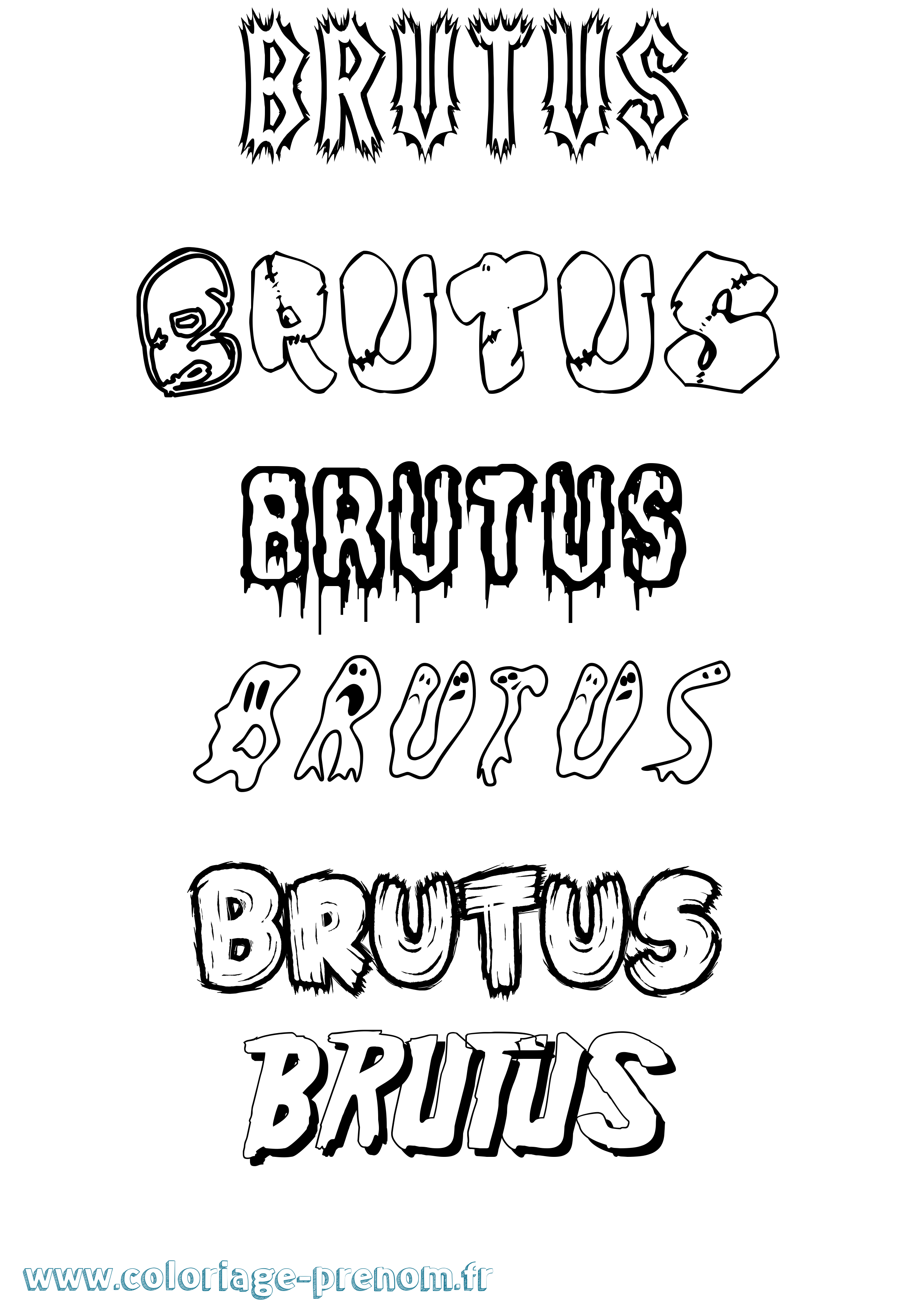Coloriage Brutus Frisson Coloriage prénom Brutus Frisson