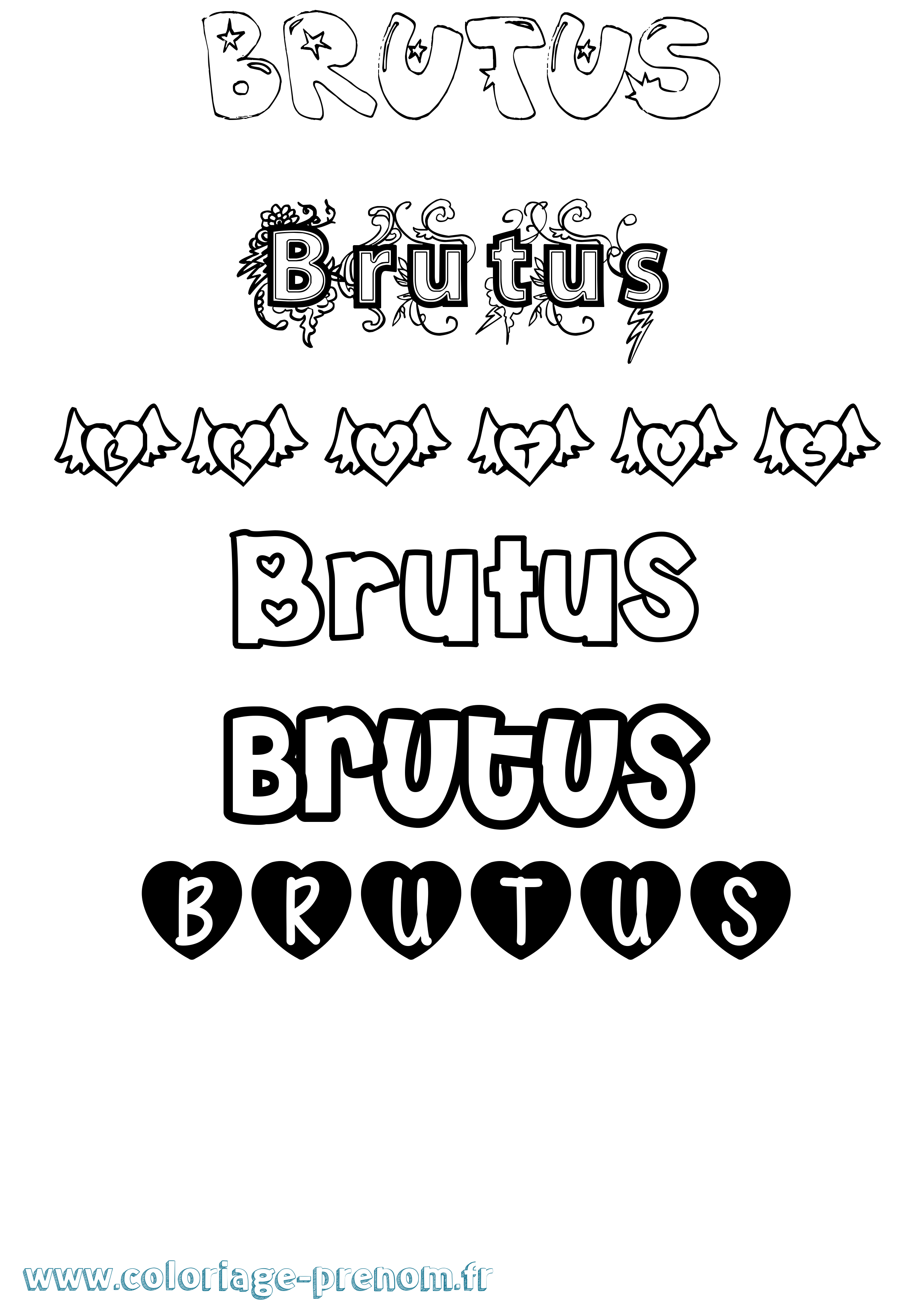 Coloriage Brutus Girly Coloriage prénom Brutus Girly
