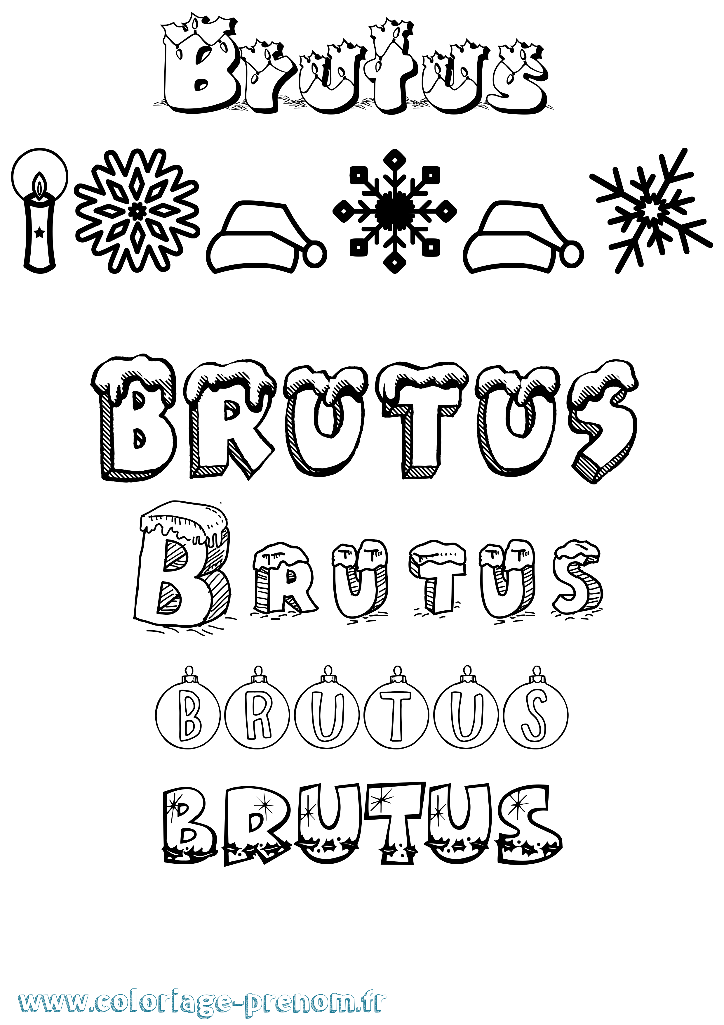 Coloriage Brutus Noël Coloriage prénom Brutus Noël