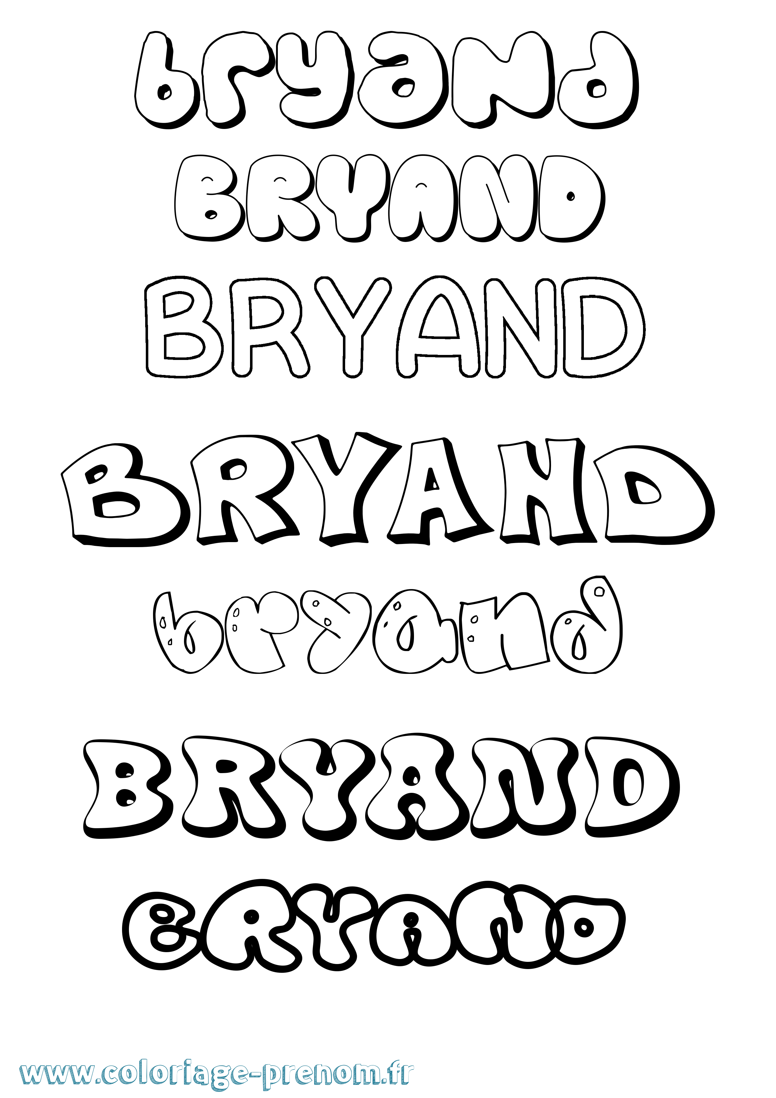 Coloriage Bryand Bubble Coloriage prénom Bryand Bubble