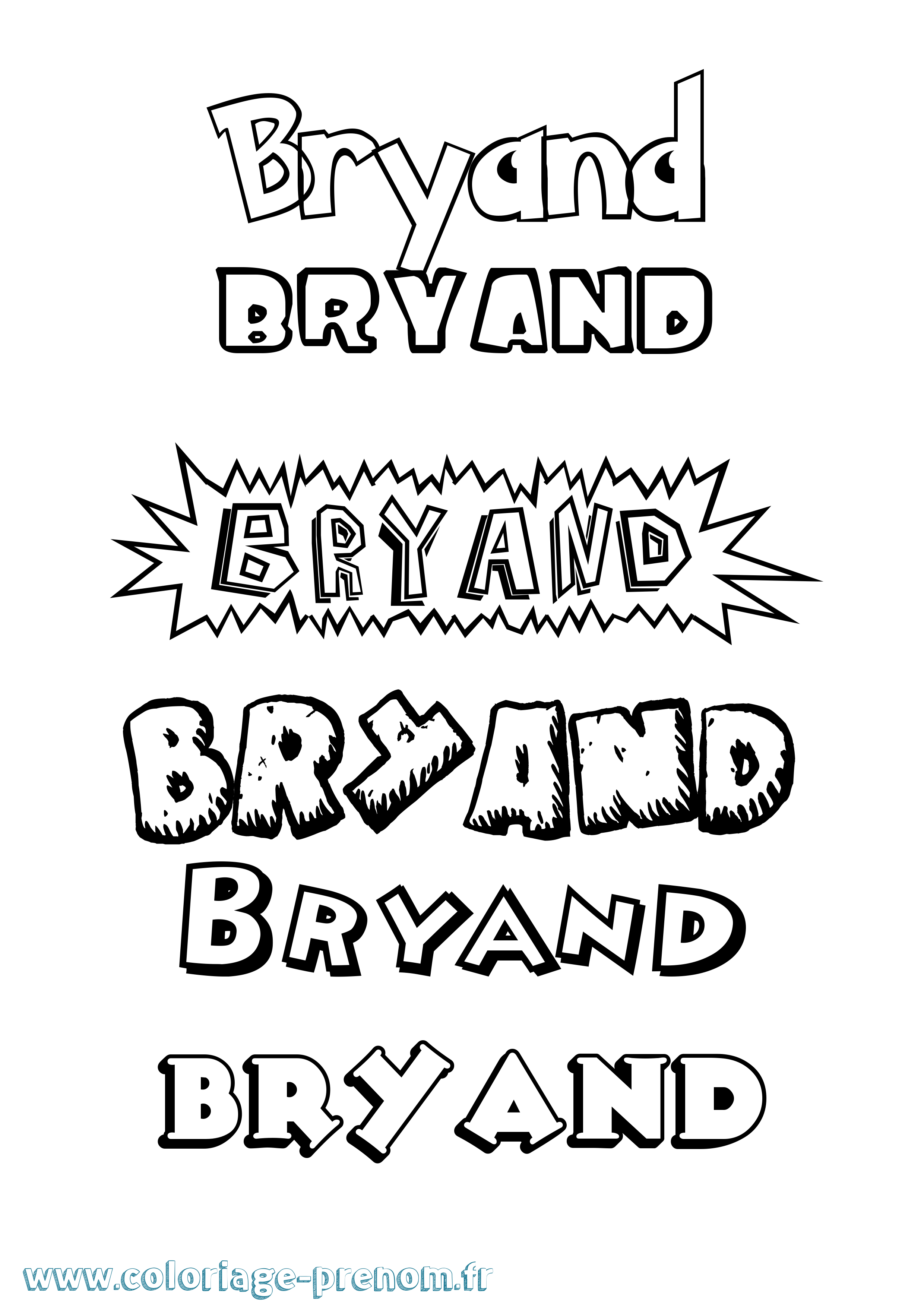 Coloriage Bryand Dessin Animé Coloriage prénom Bryand Dessin Animé