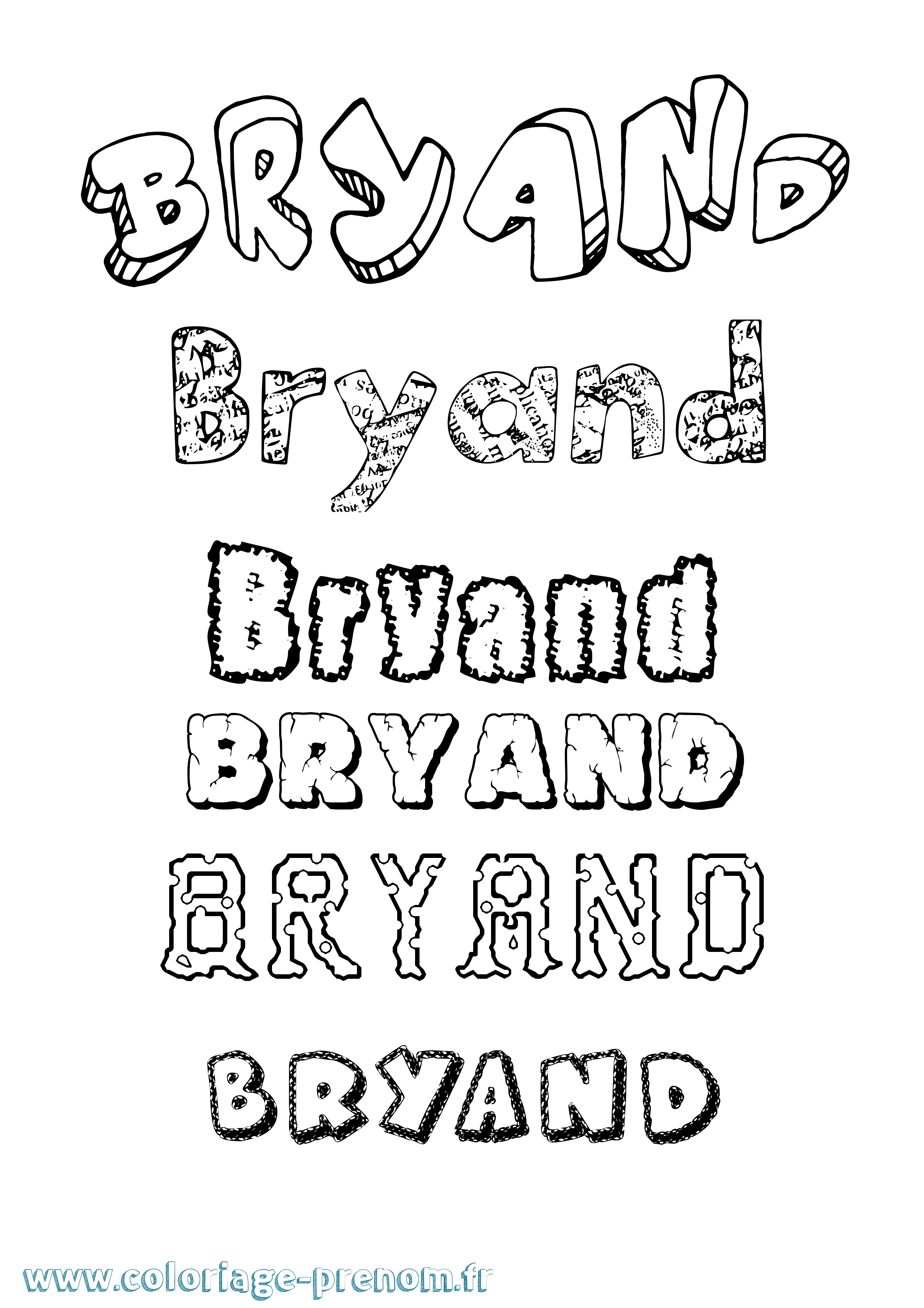 Coloriage Bryand Destructuré Coloriage prénom Bryand Destructuré
