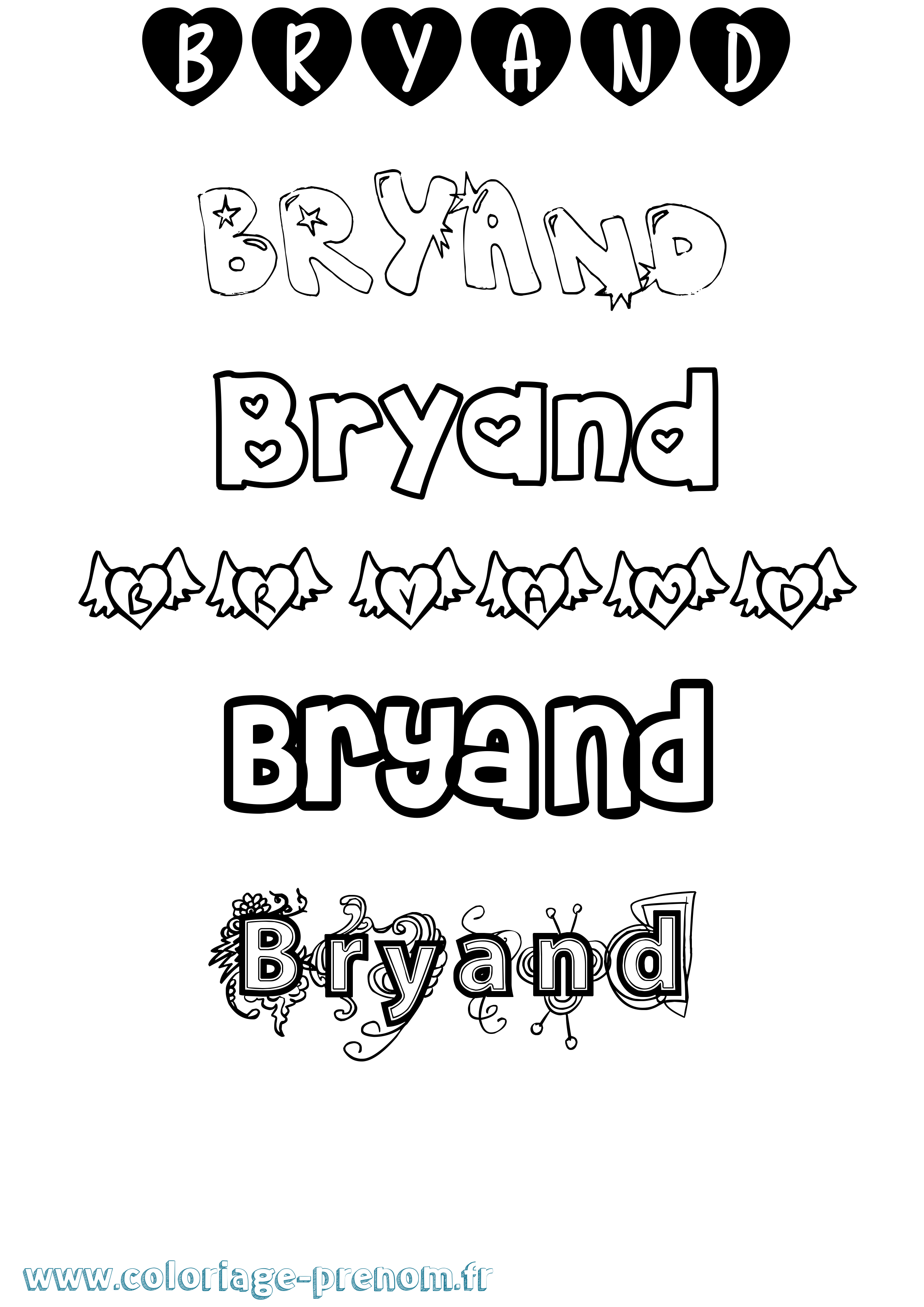 Coloriage Bryand Girly Coloriage prénom Bryand Girly