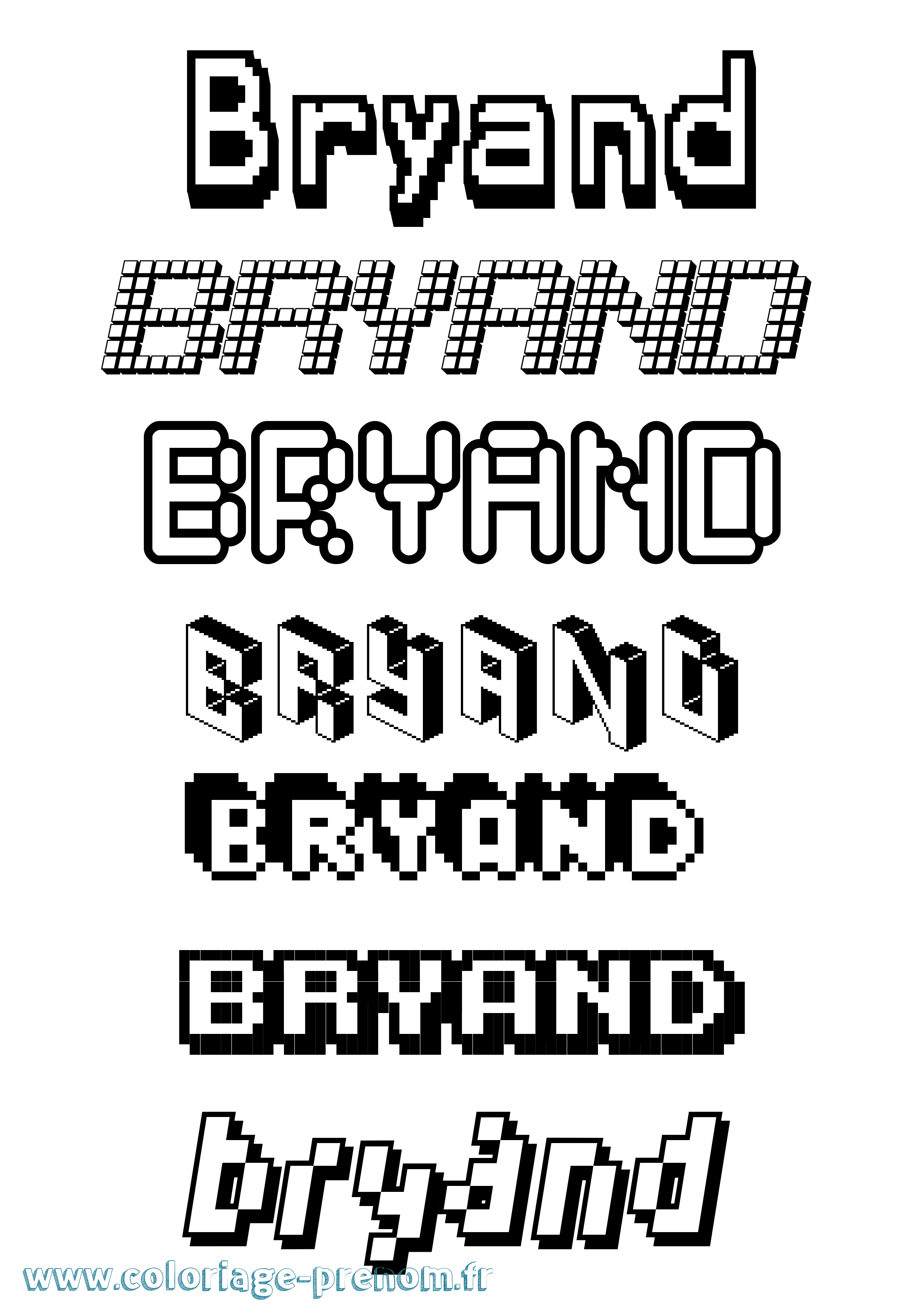 Coloriage Bryand Pixel Coloriage prénom Bryand Pixel