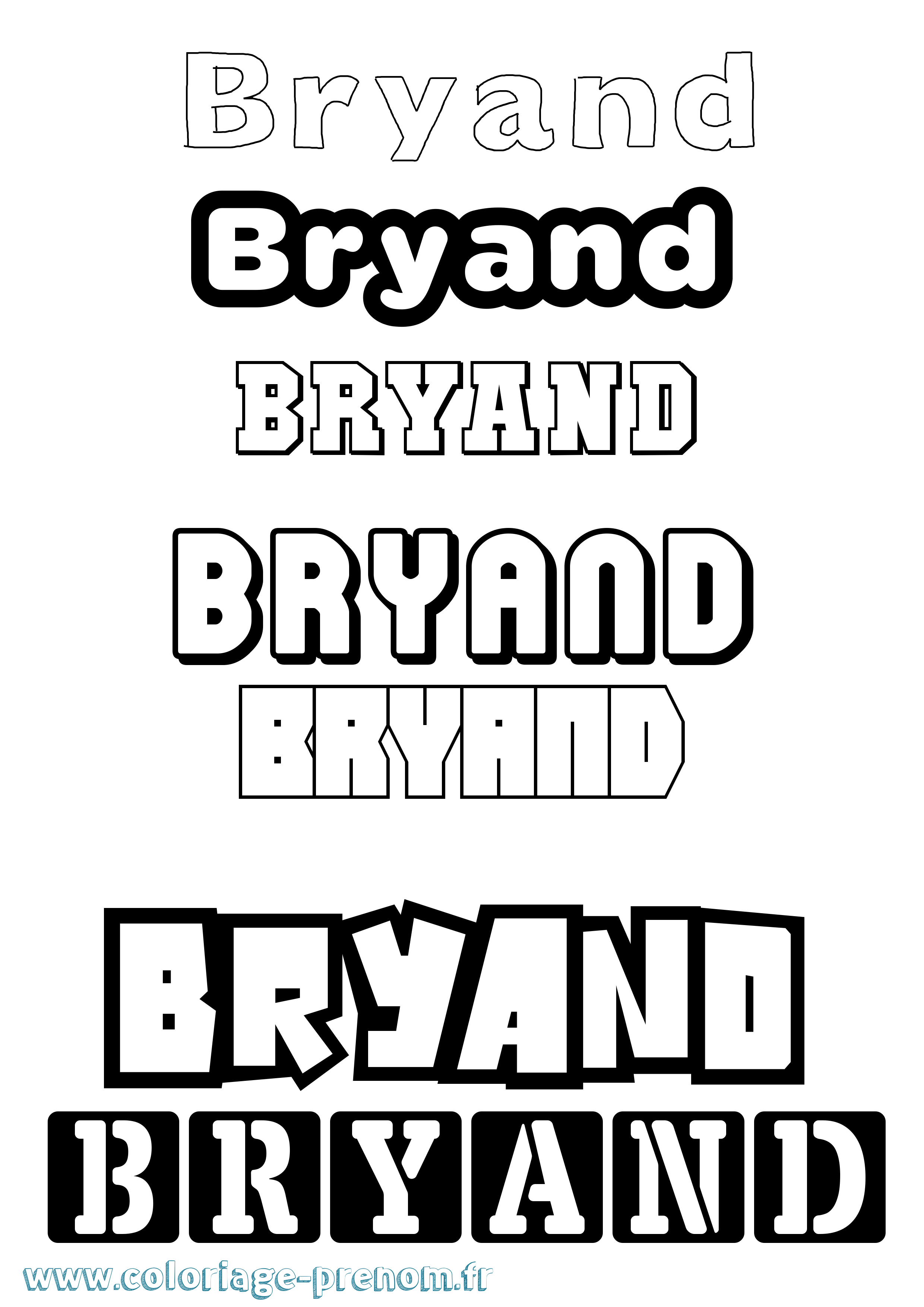 Coloriage Bryand Simple Coloriage prénom Bryand Simple