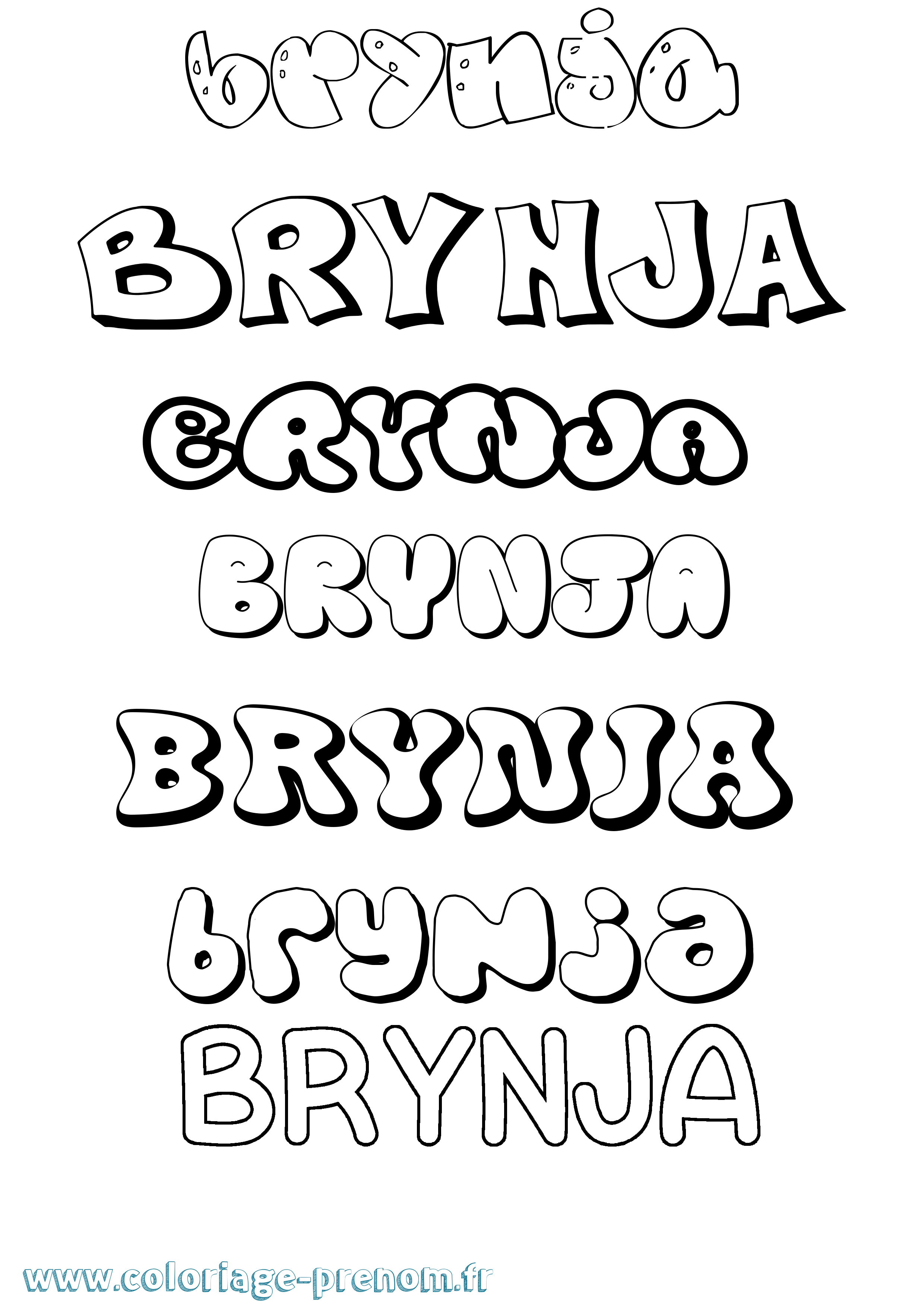 Coloriage Brynja Bubble Coloriage prénom Brynja Bubble