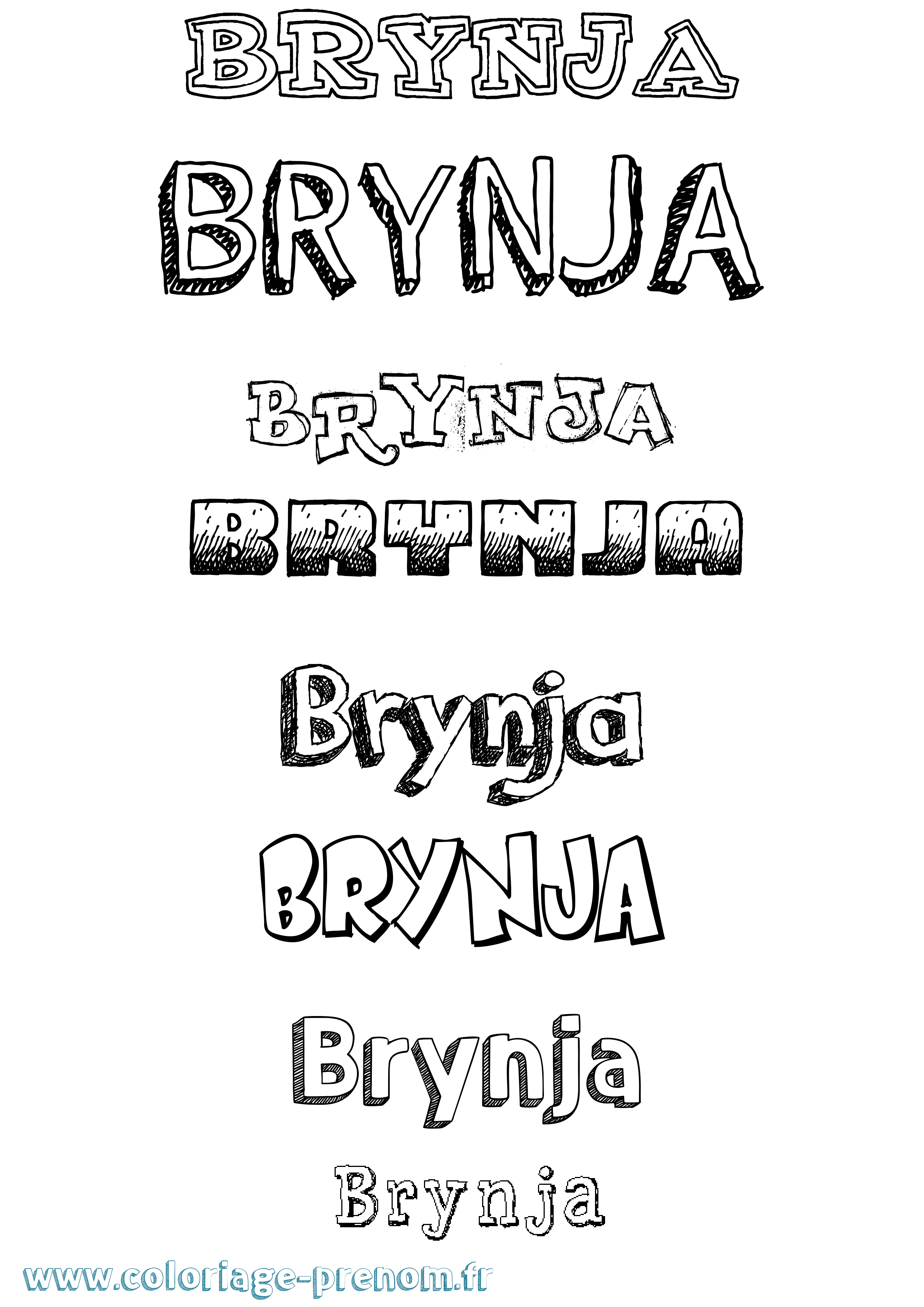 Coloriage Brynja Dessiné Coloriage prénom Brynja Dessiné
