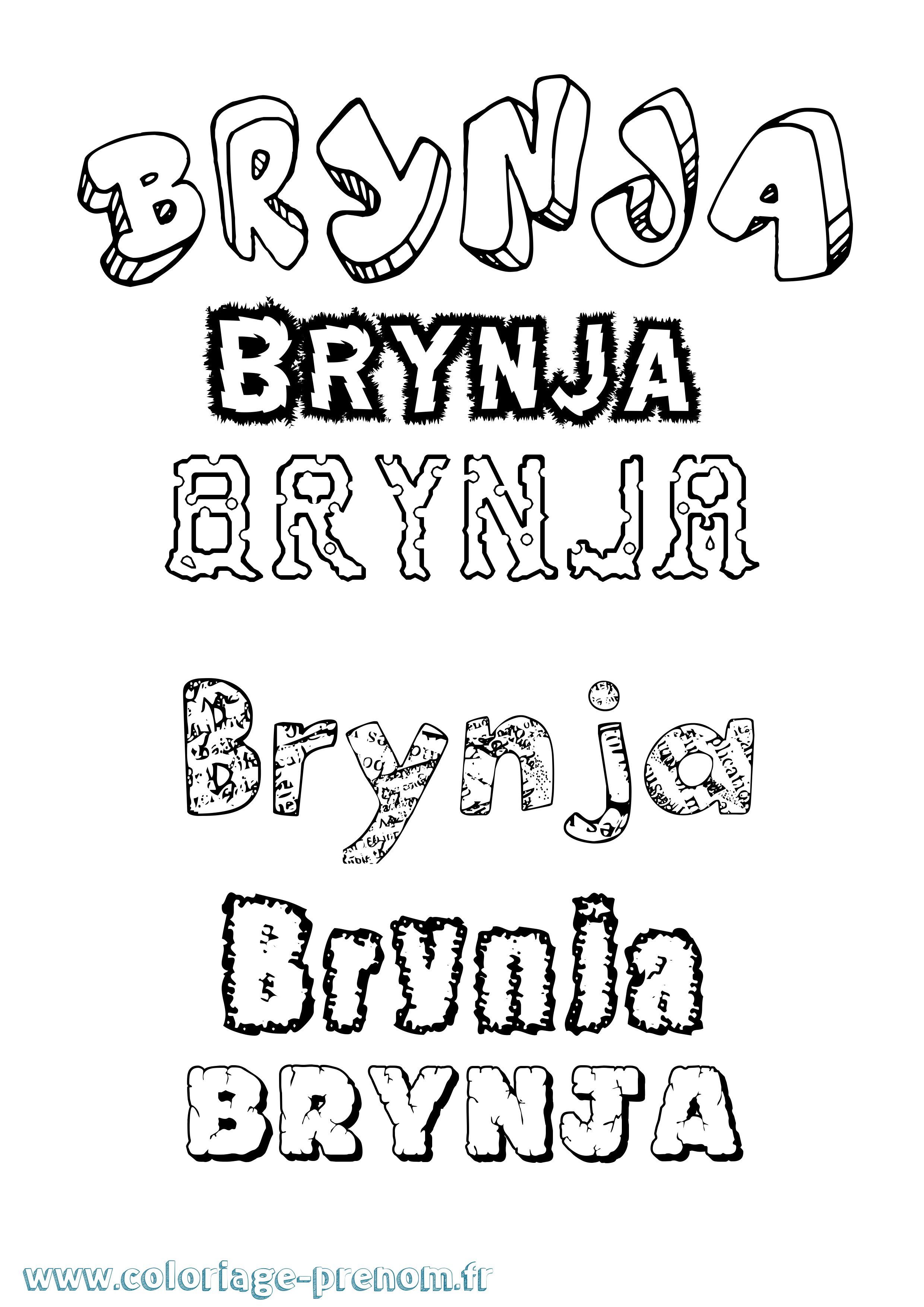 Coloriage Brynja Destructuré Coloriage prénom Brynja Destructuré