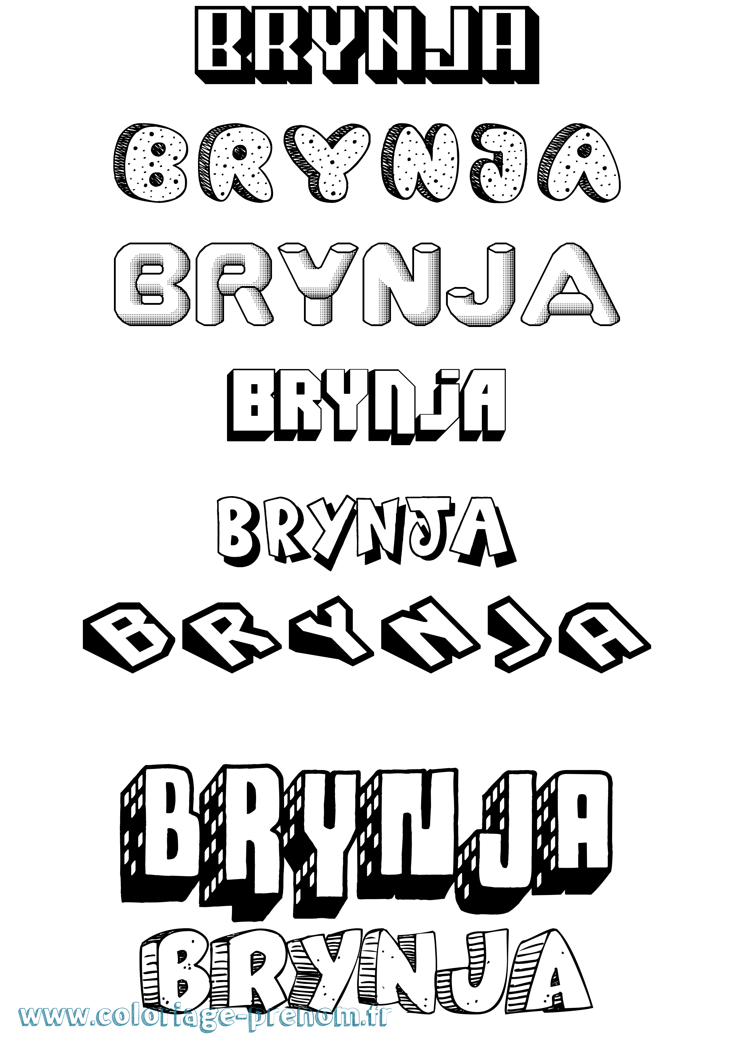Coloriage Brynja Effet 3D Coloriage prénom Brynja Effet 3D