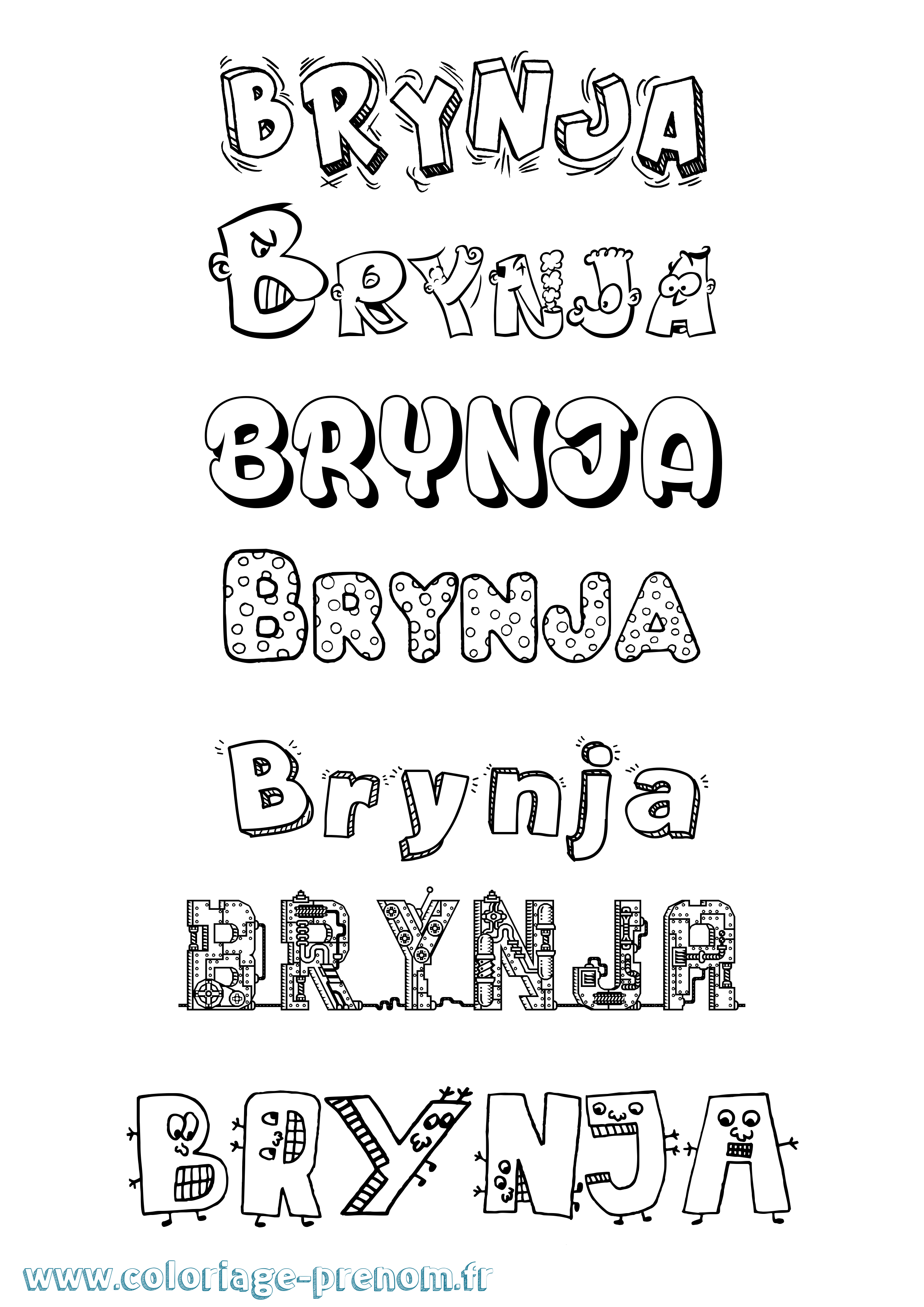 Coloriage Brynja Fun Coloriage prénom Brynja Fun