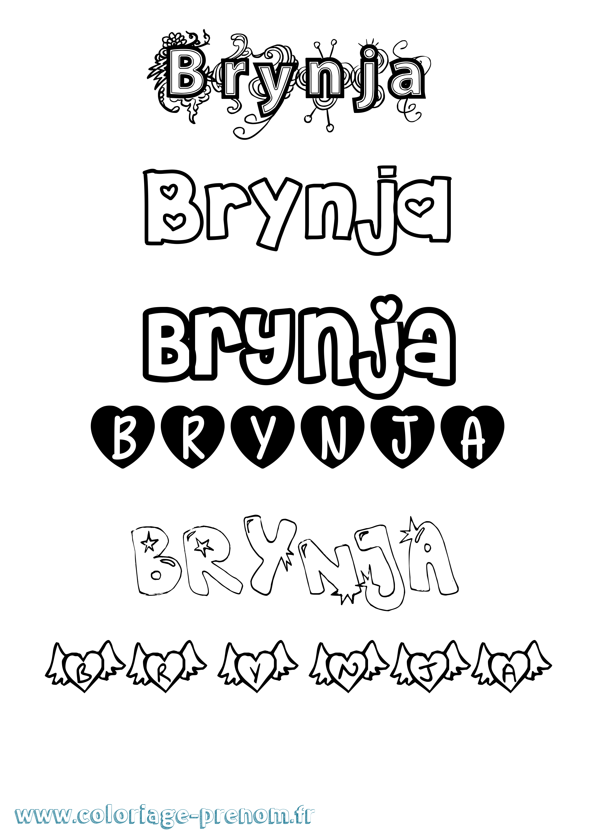 Coloriage Brynja Girly Coloriage prénom Brynja Girly