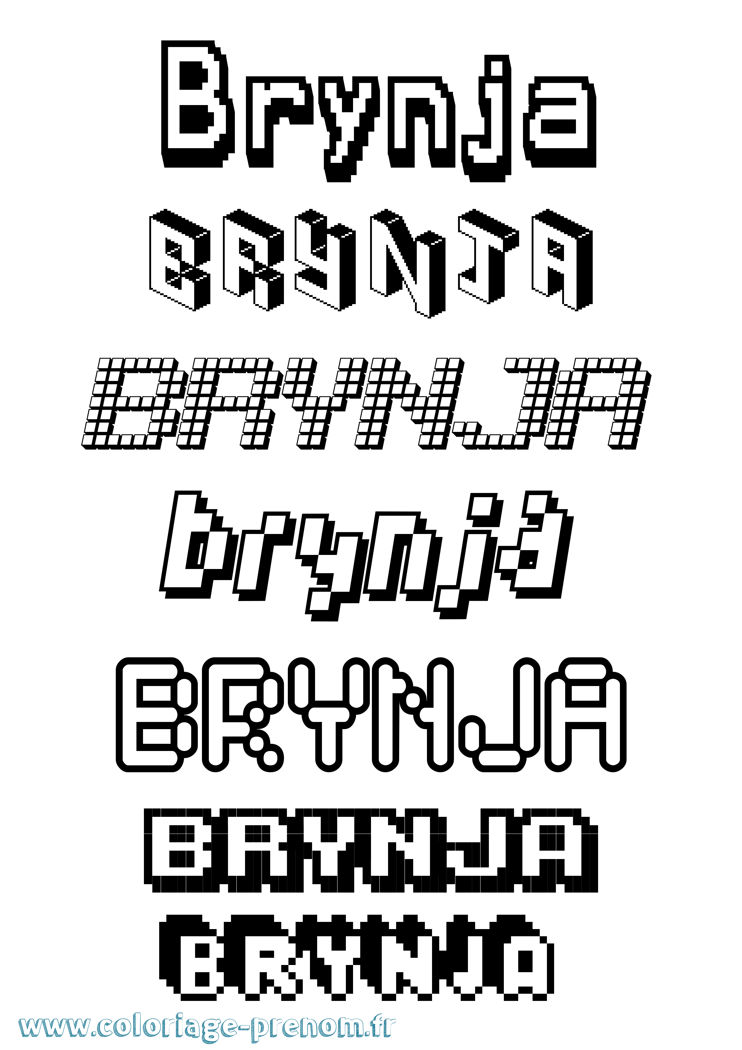 Coloriage Brynja Pixel Coloriage prénom Brynja Pixel
