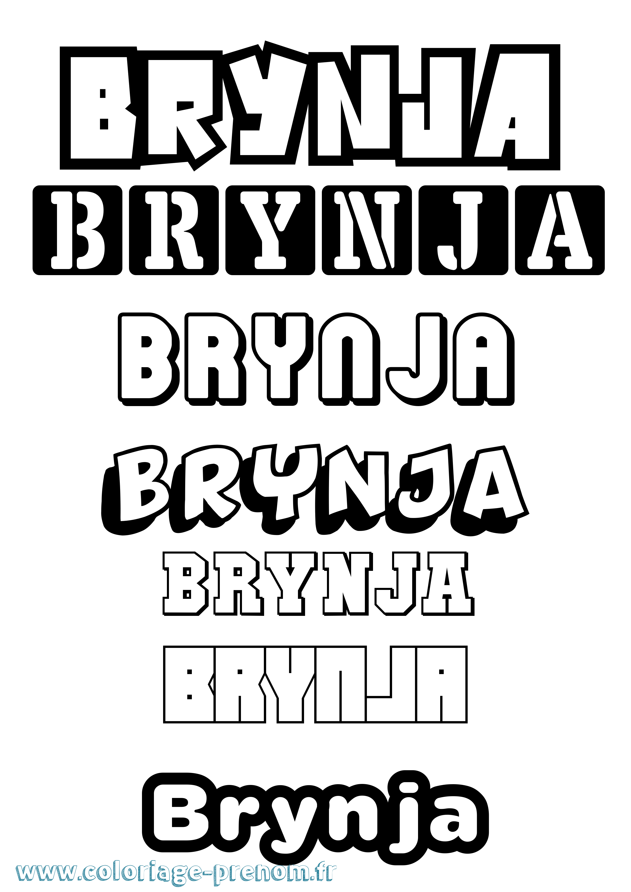 Coloriage Brynja Simple Coloriage prénom Brynja Simple