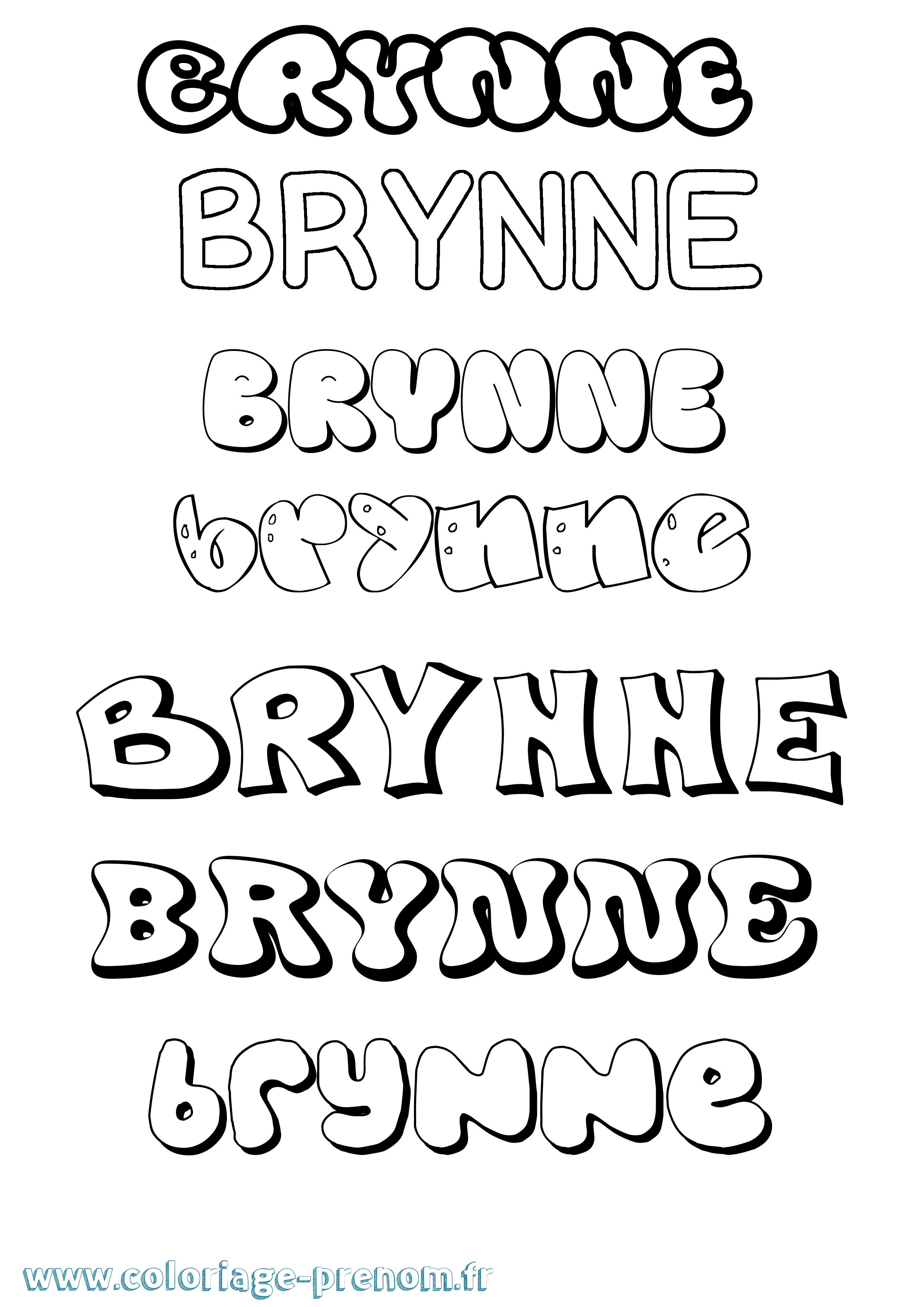 Coloriage Brynne Bubble Coloriage prénom Brynne Bubble