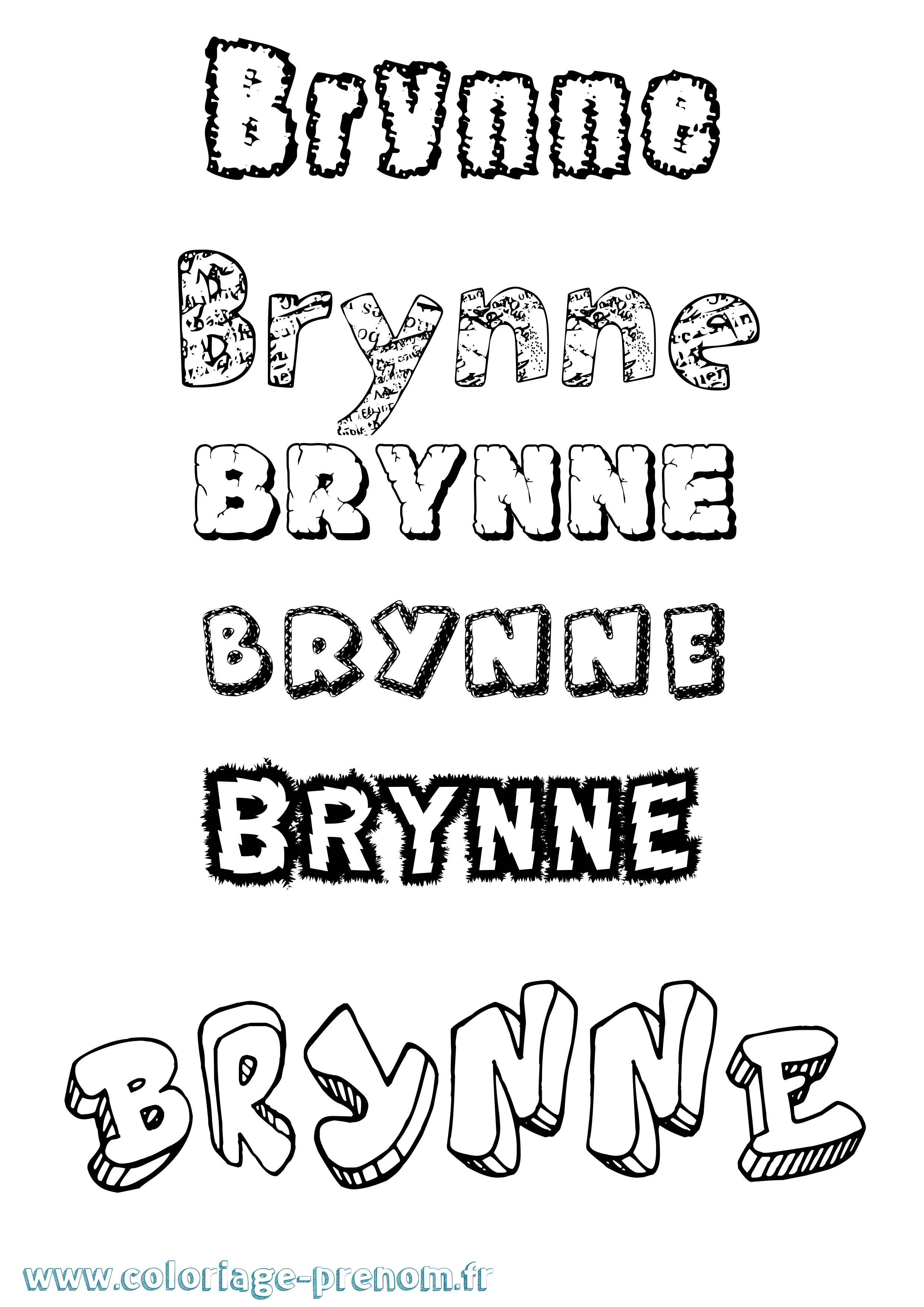 Coloriage Brynne Destructuré Coloriage prénom Brynne Destructuré