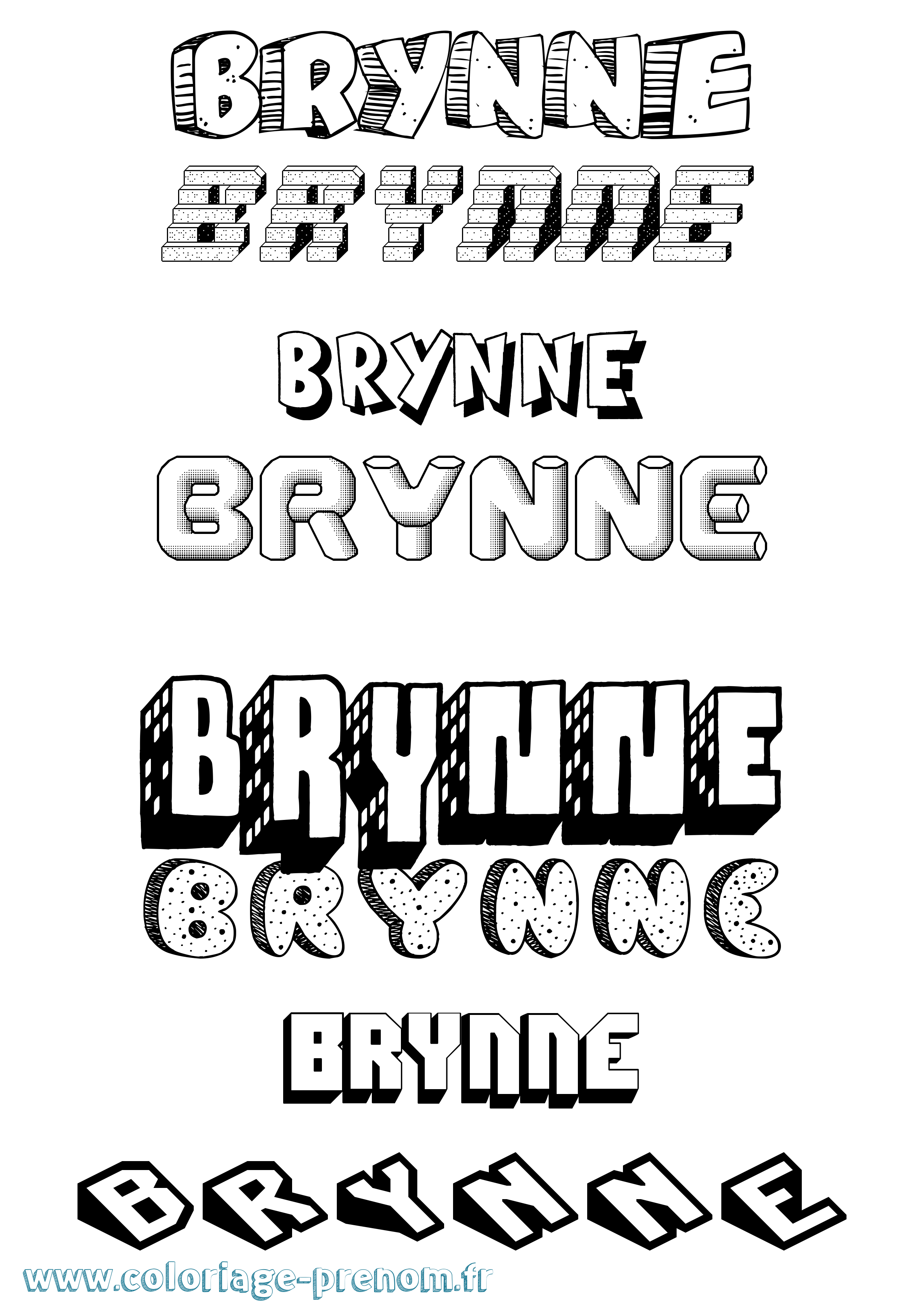 Coloriage Brynne Effet 3D Coloriage prénom Brynne Effet 3D
