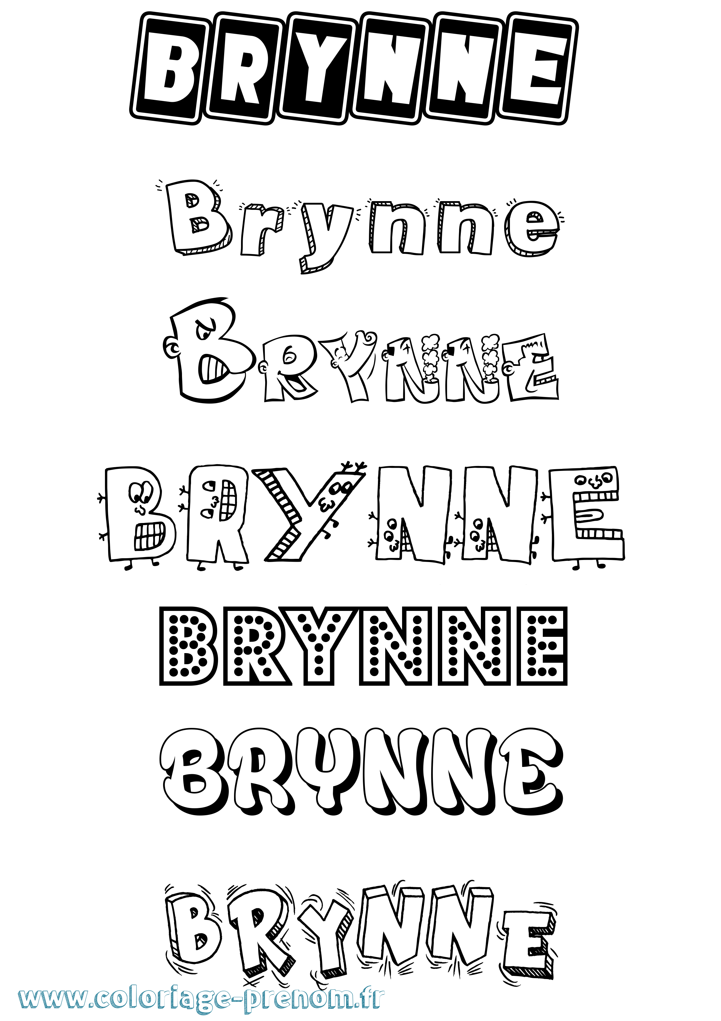 Coloriage Brynne Fun Coloriage prénom Brynne Fun