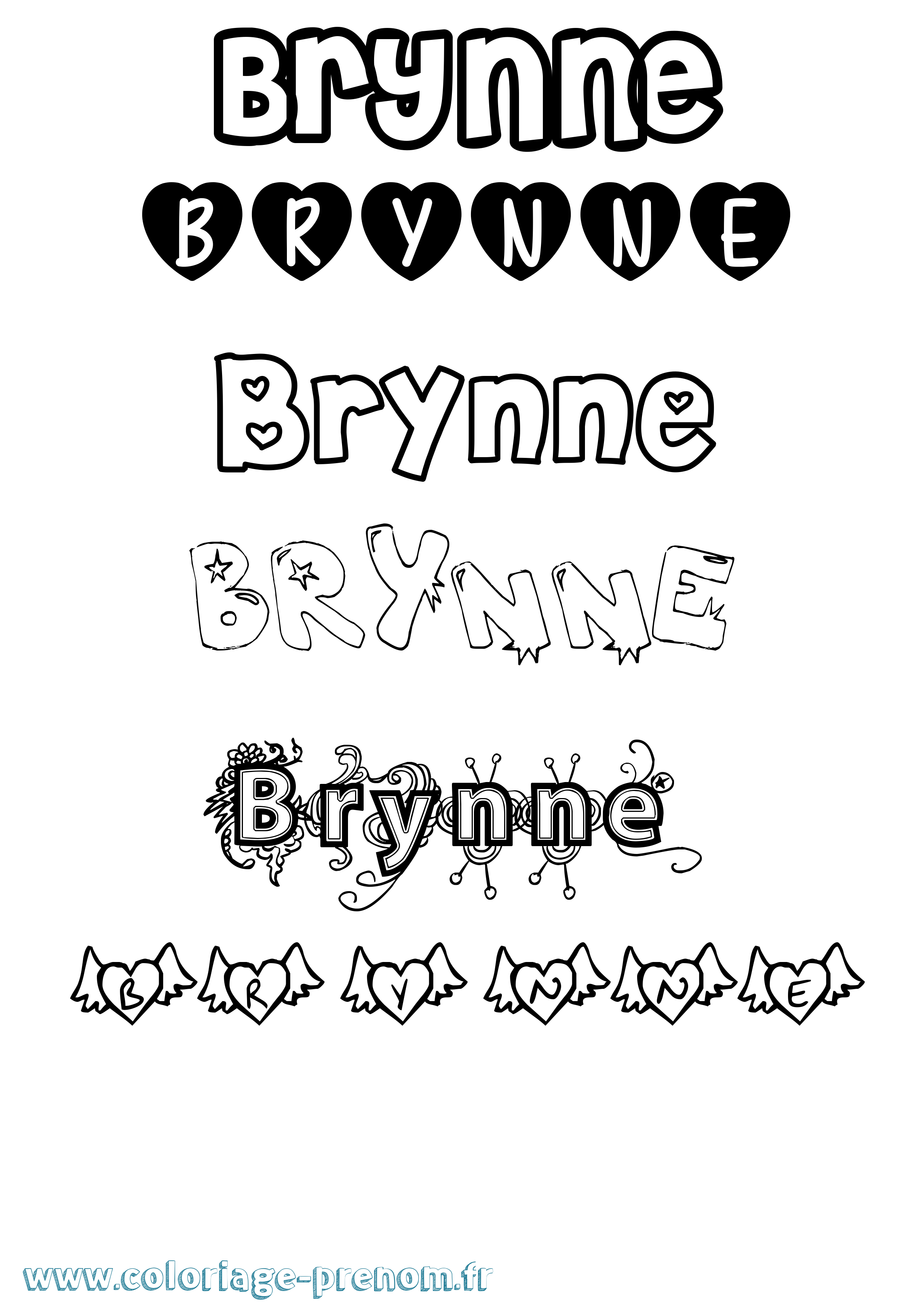 Coloriage Brynne Girly Coloriage prénom Brynne Girly