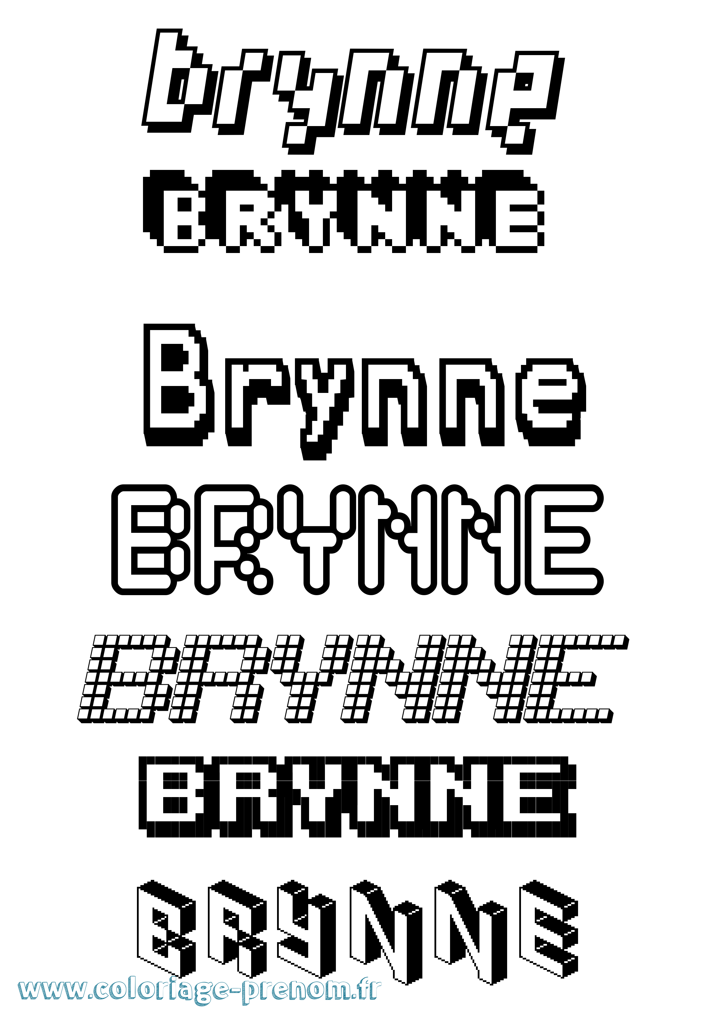 Coloriage Brynne Pixel Coloriage prénom Brynne Pixel