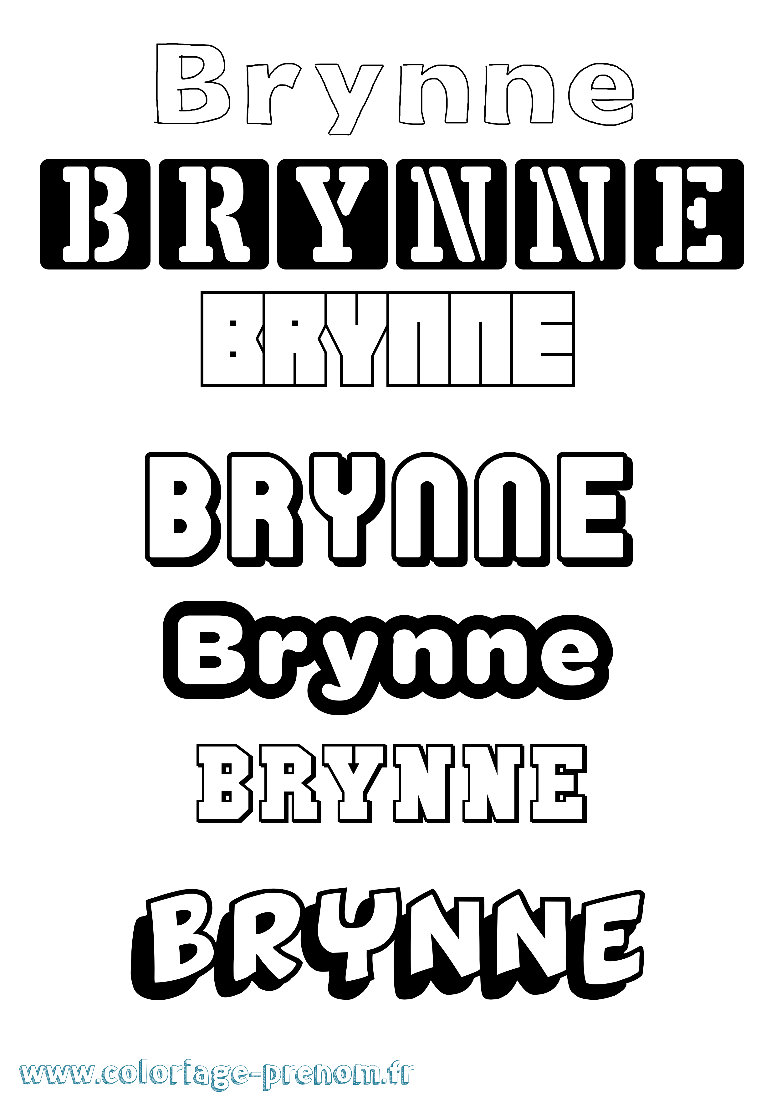 Coloriage Brynne Simple Coloriage prénom Brynne Simple
