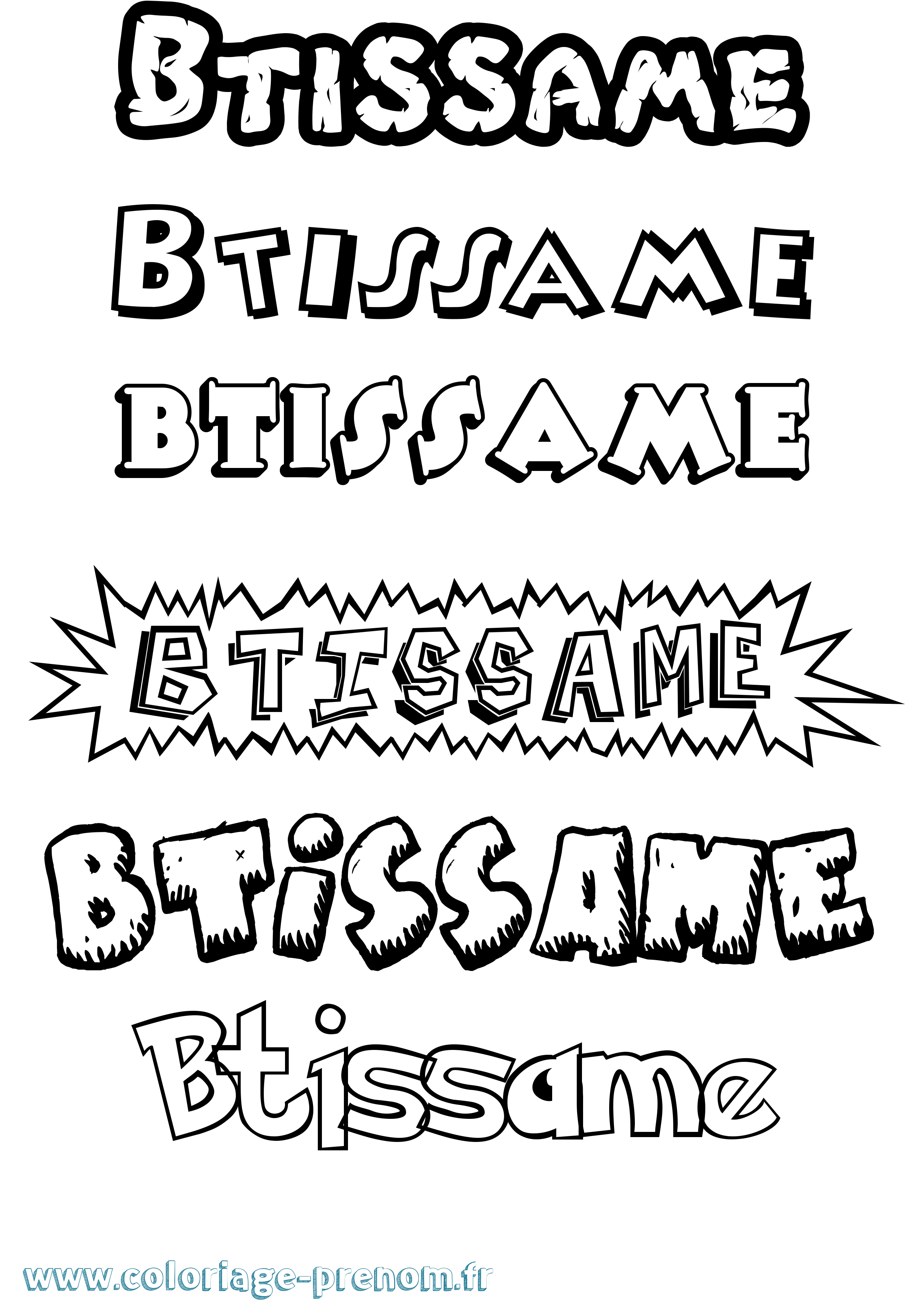 Coloriage Btissame Dessin Animé Coloriage prénom Btissame Dessin Animé