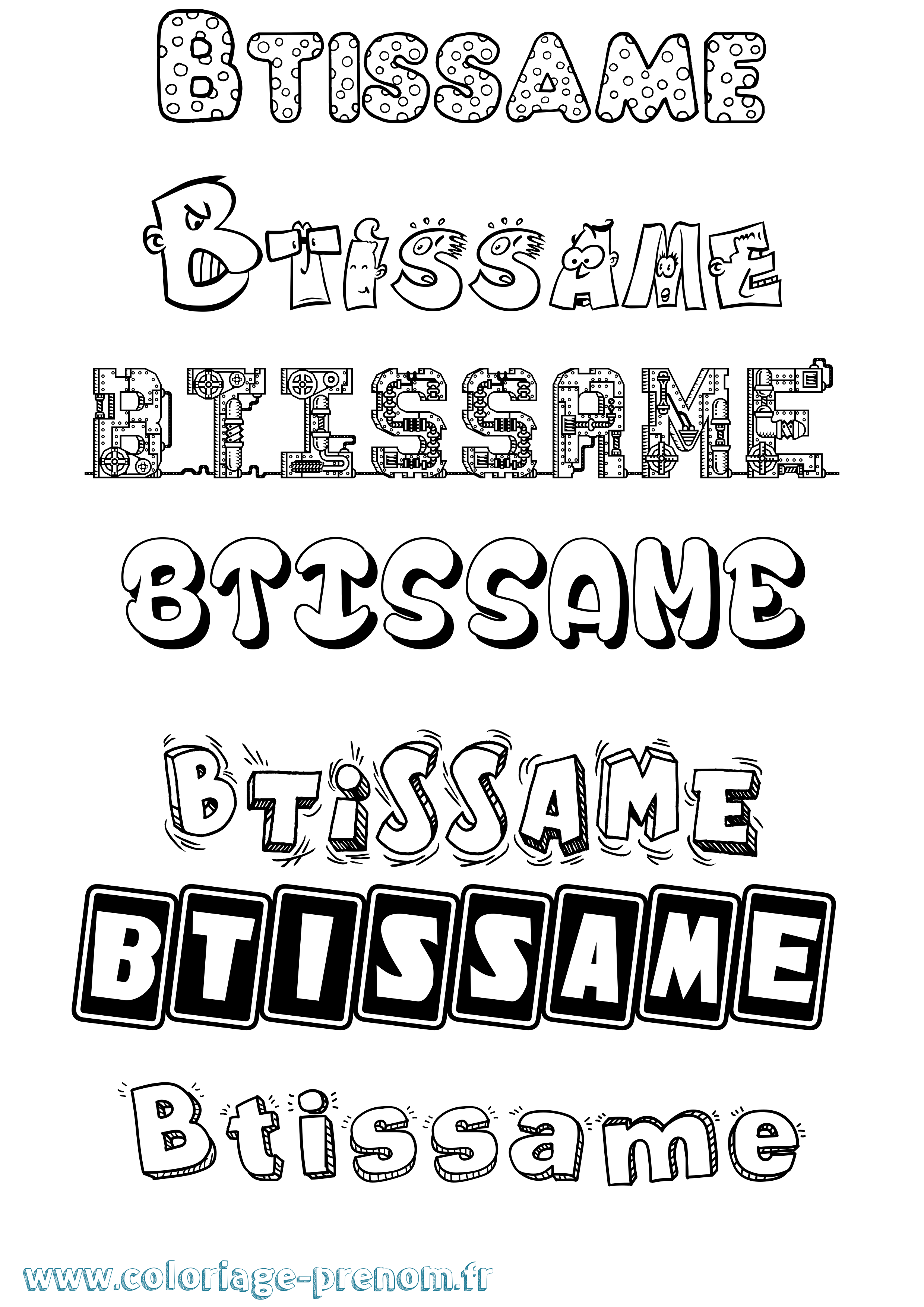 Coloriage Btissame Fun Coloriage prénom Btissame Fun