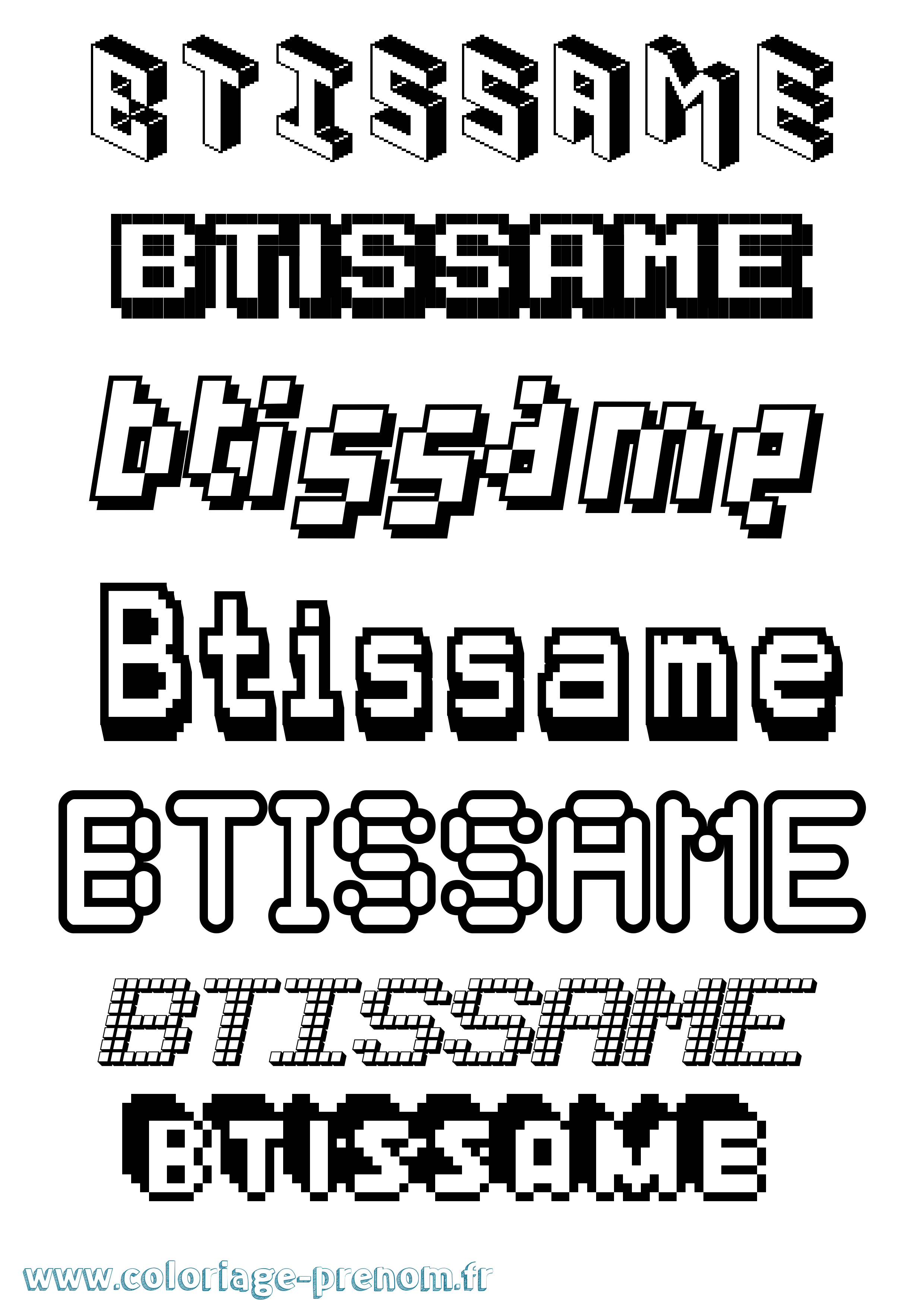 Coloriage Btissame Pixel Coloriage prénom Btissame Pixel