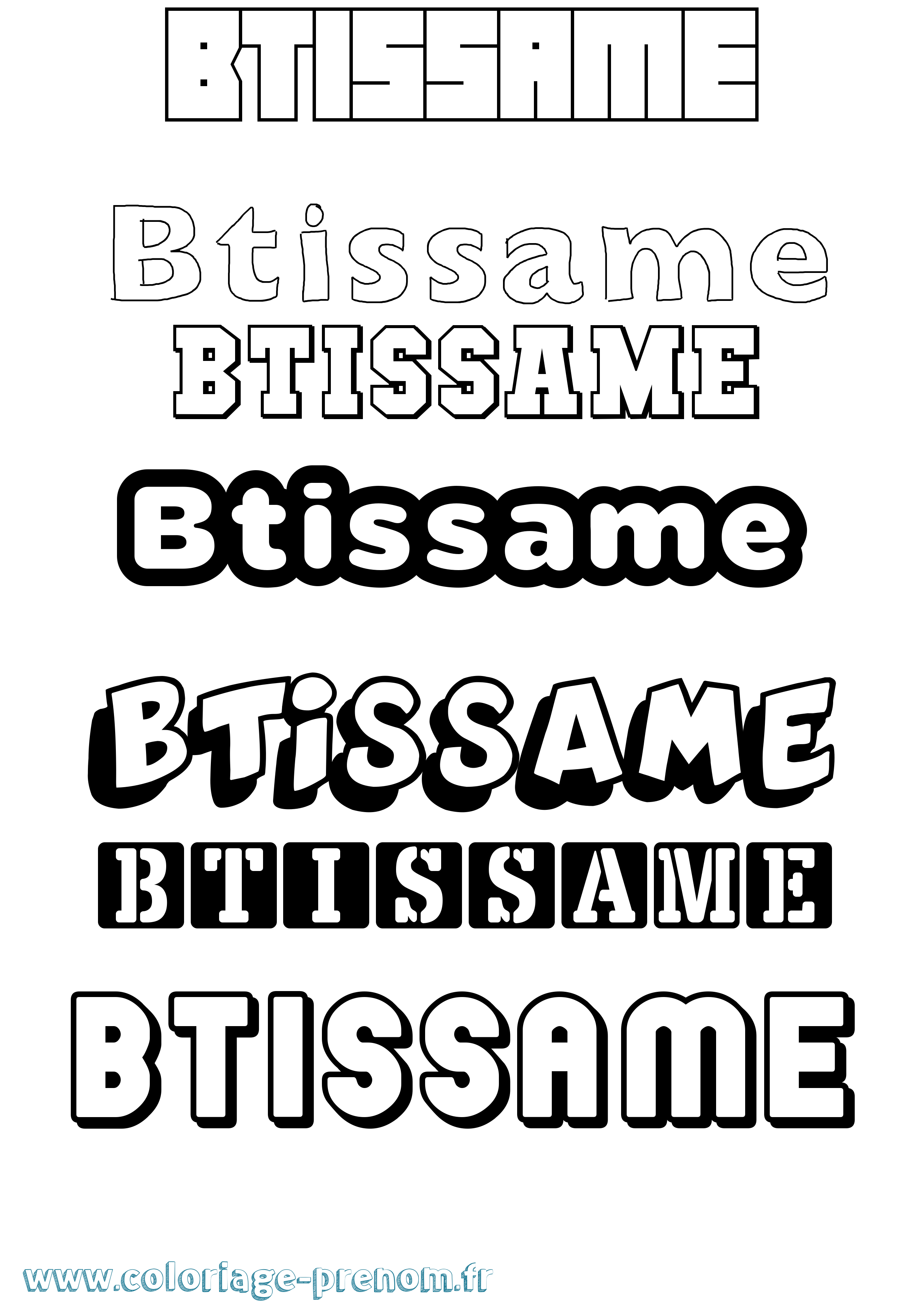 Coloriage Btissame Simple Coloriage prénom Btissame Simple