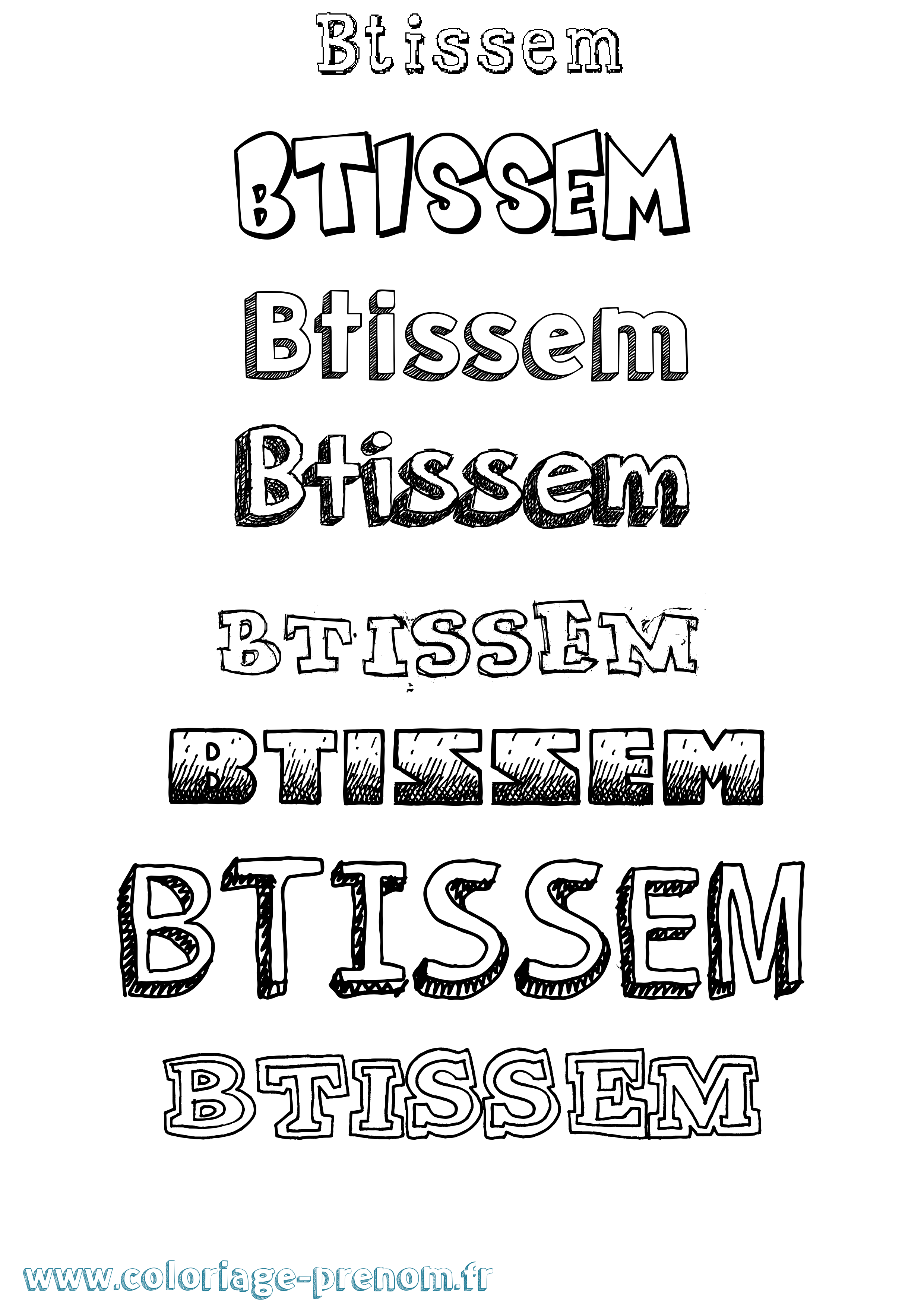 Coloriage Btissem Dessiné Coloriage prénom Btissem Dessiné