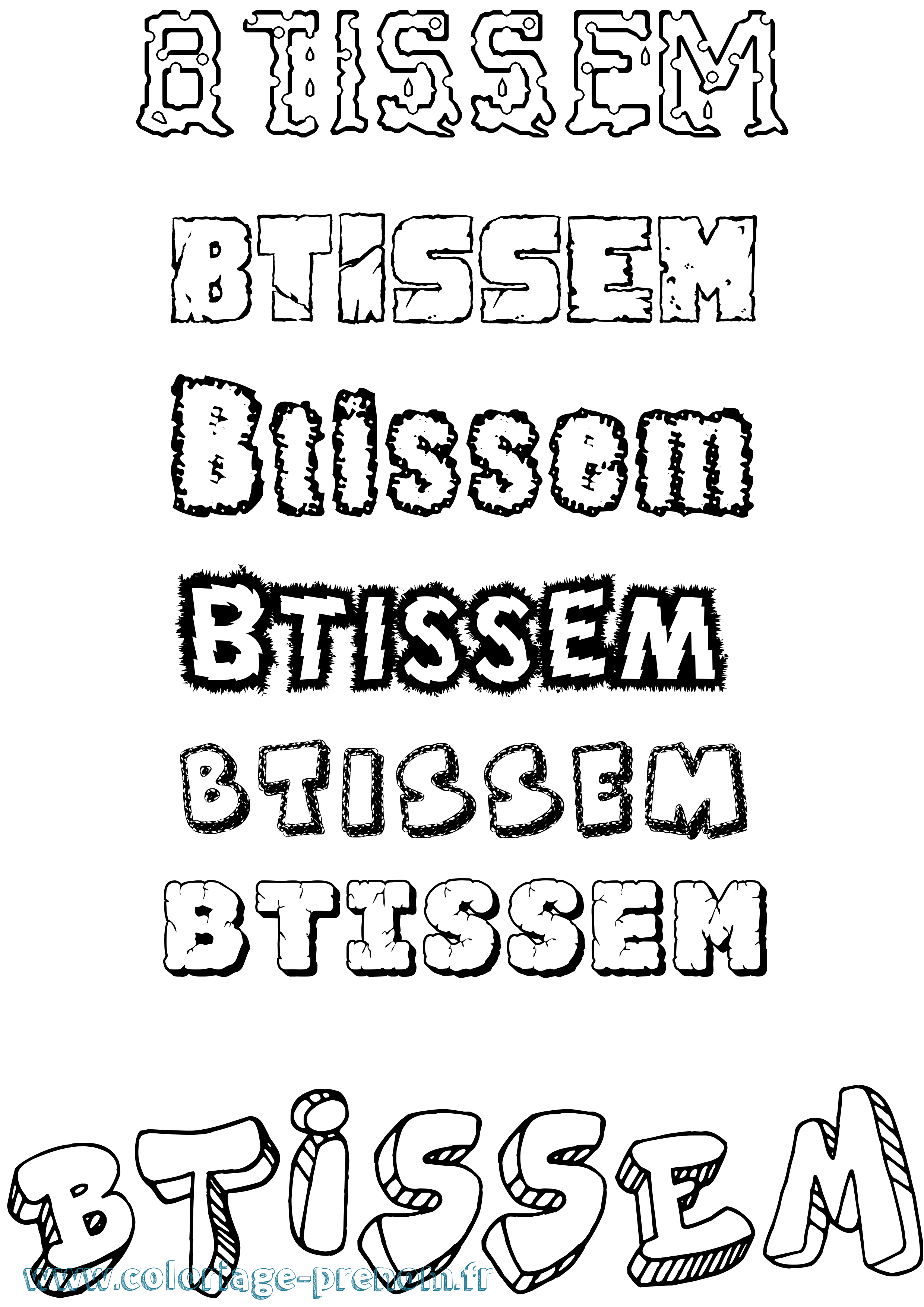 Coloriage Btissem Destructuré Coloriage prénom Btissem Destructuré