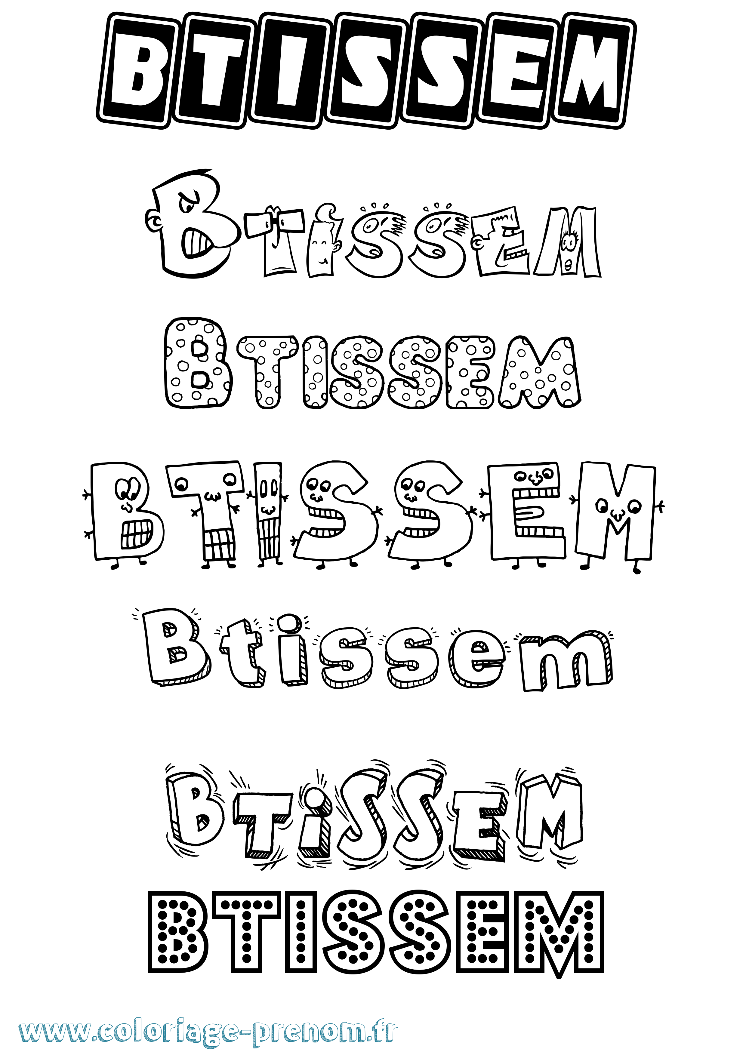 Coloriage Btissem Fun Coloriage prénom Btissem Fun